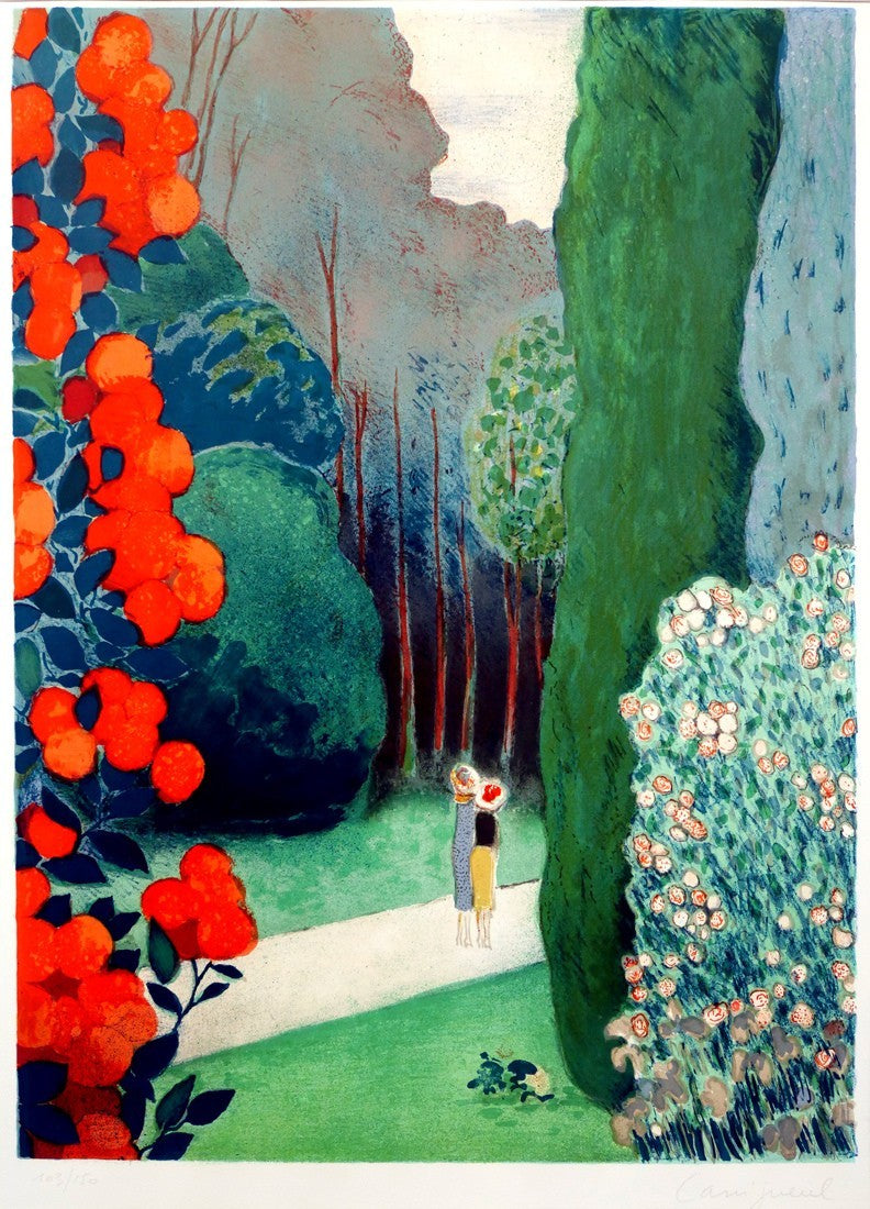 Jean-Pierre Cassigneul "The Riding Lane" Hand Signed Lithograph Ed103/150 Framed
