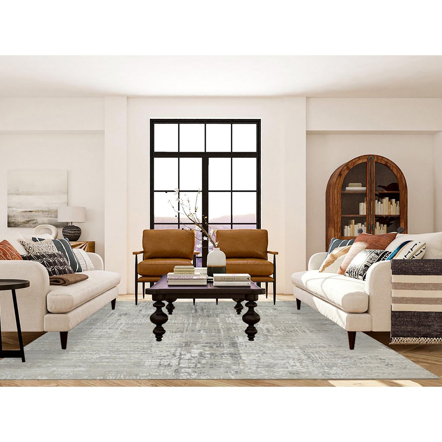 8'X10'2" Gray Hand Knotted Modern Hand Spun Undyed Natural Wool Rug