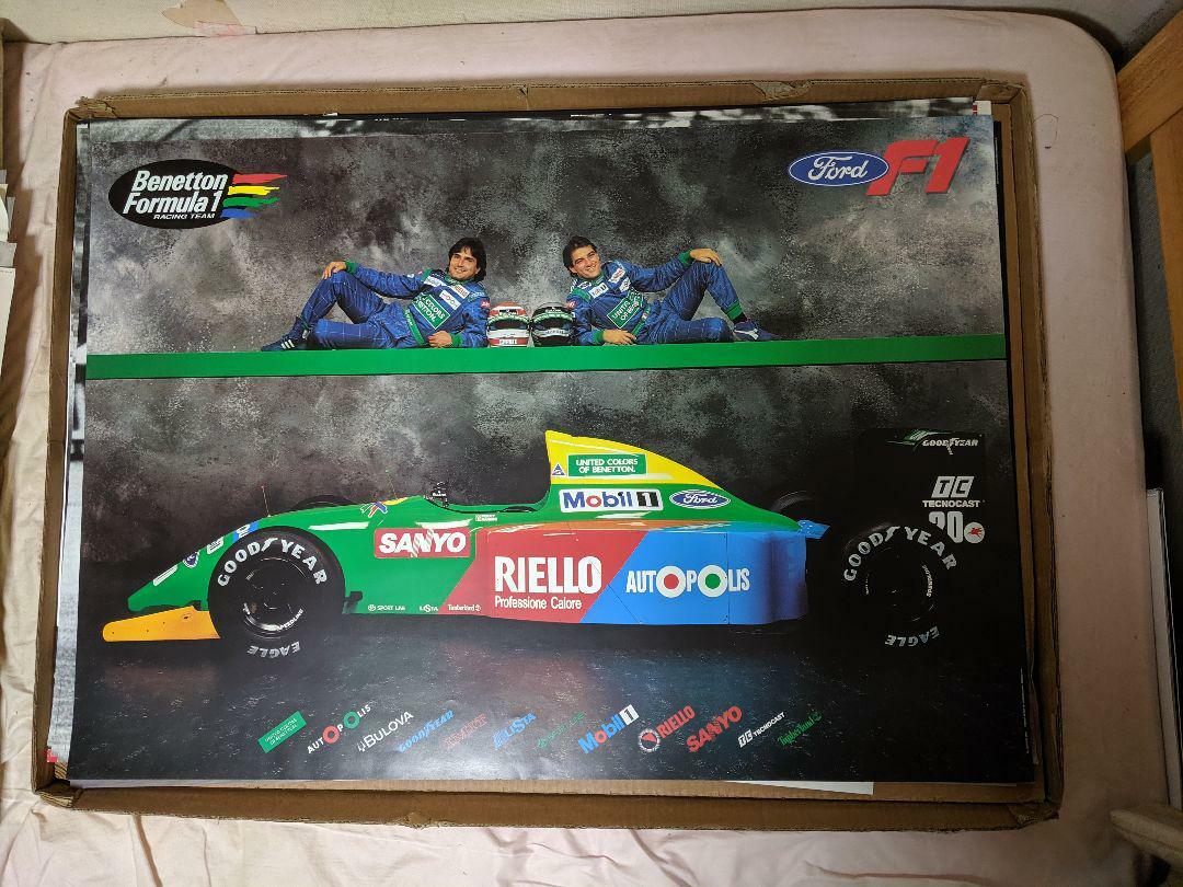 Original Poster Benetton F1 Ford Racing Team With Frame