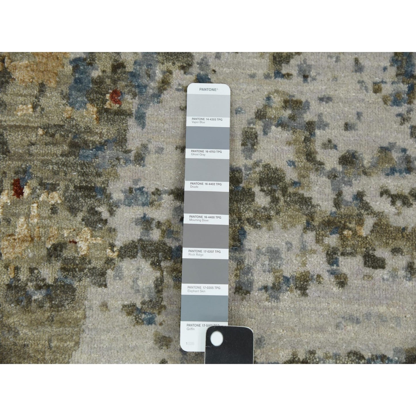 10'X14'2" Ash Gray Extra Soft Wool Hand Knotted Abstract Design Rug