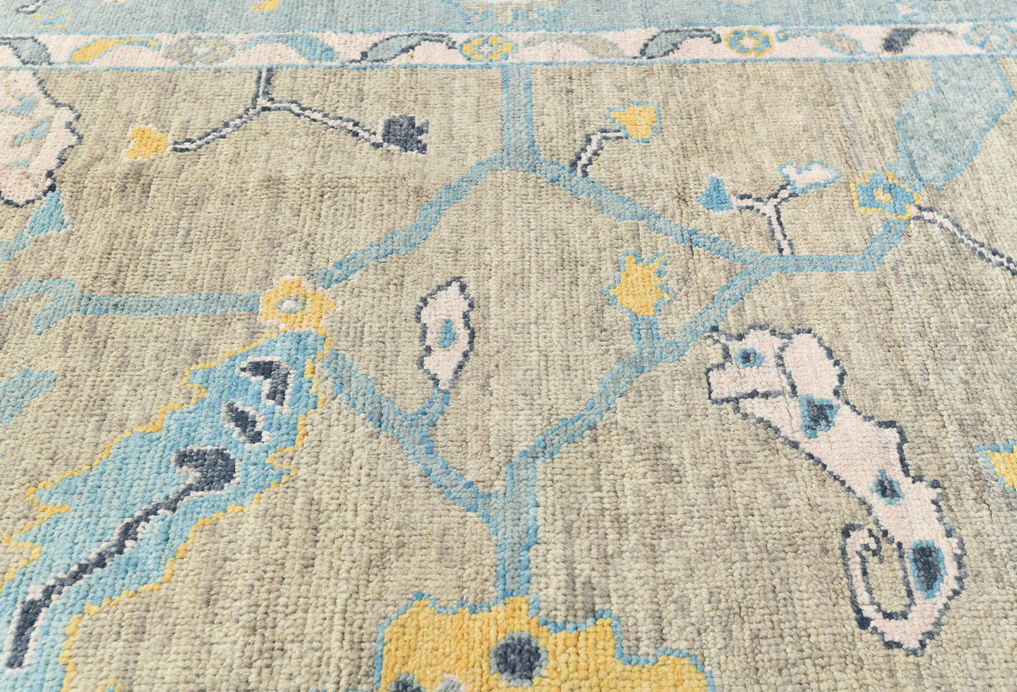 Hand-Knotted Oushak Oriental Rug Muted Brown