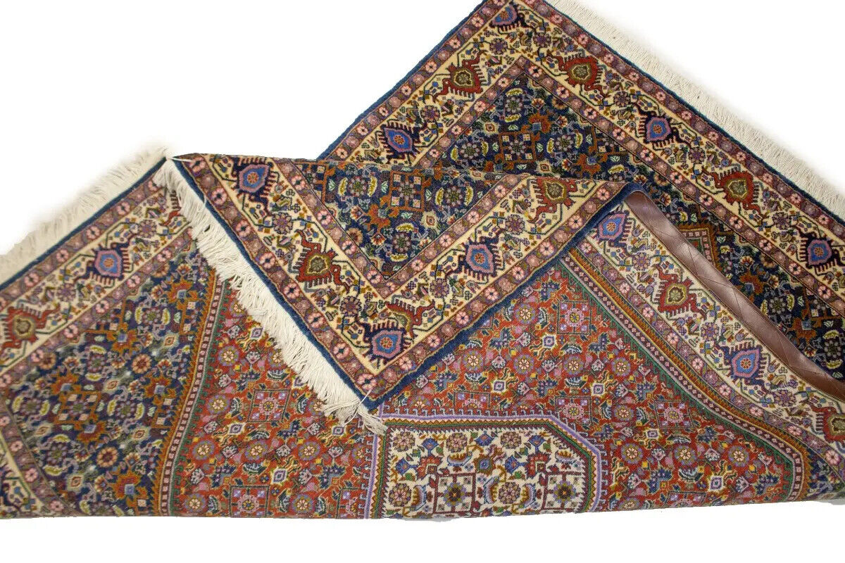 Handmade Oriental Rug Orange-Red Geometric Floral