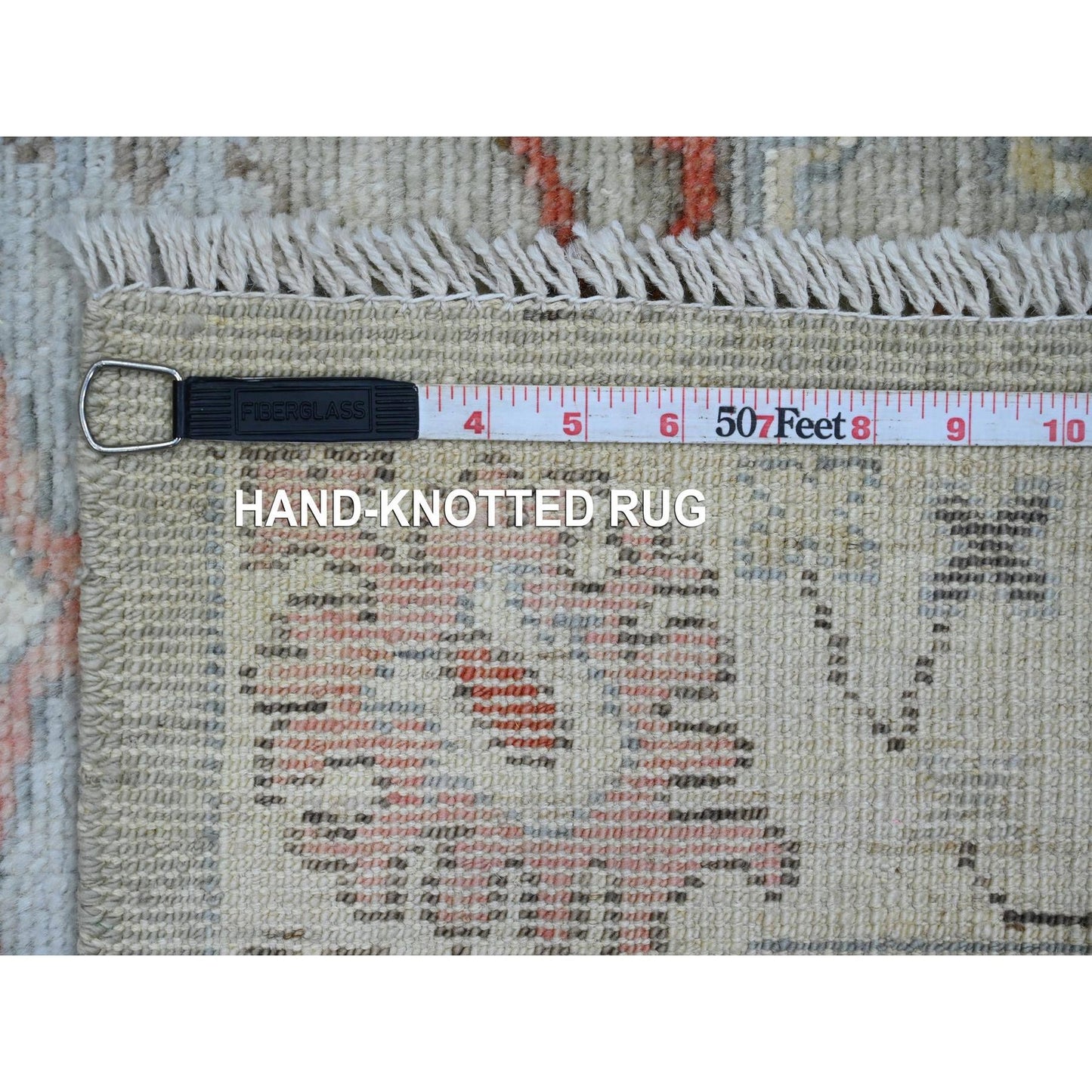 3'X4'9" Gray Hand Knotted Afghan Angora Oushak Floral Pattern Wool Rug