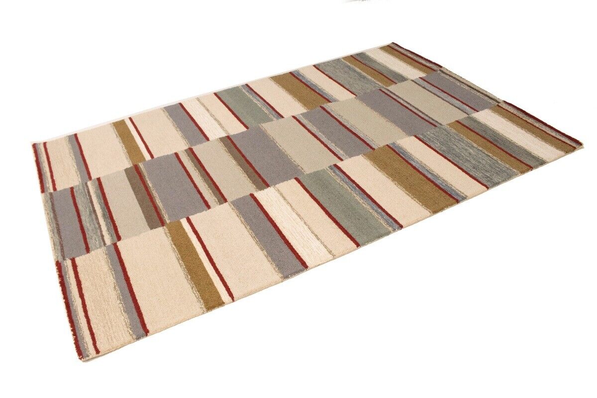 Hand-Tufted Multicolored Stripes 5X8 Modern Area