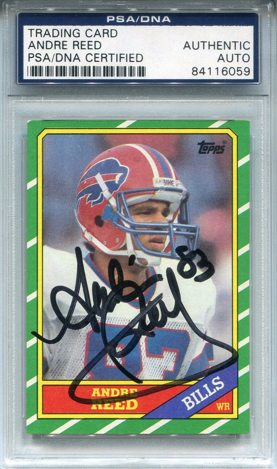 Andre Reed Autographed 1986 Topps Rookie Card (Psa)