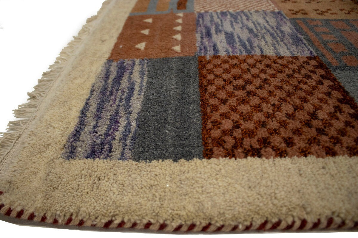 Handmade Tribal Checker Design Indo-Gabbeh Rug