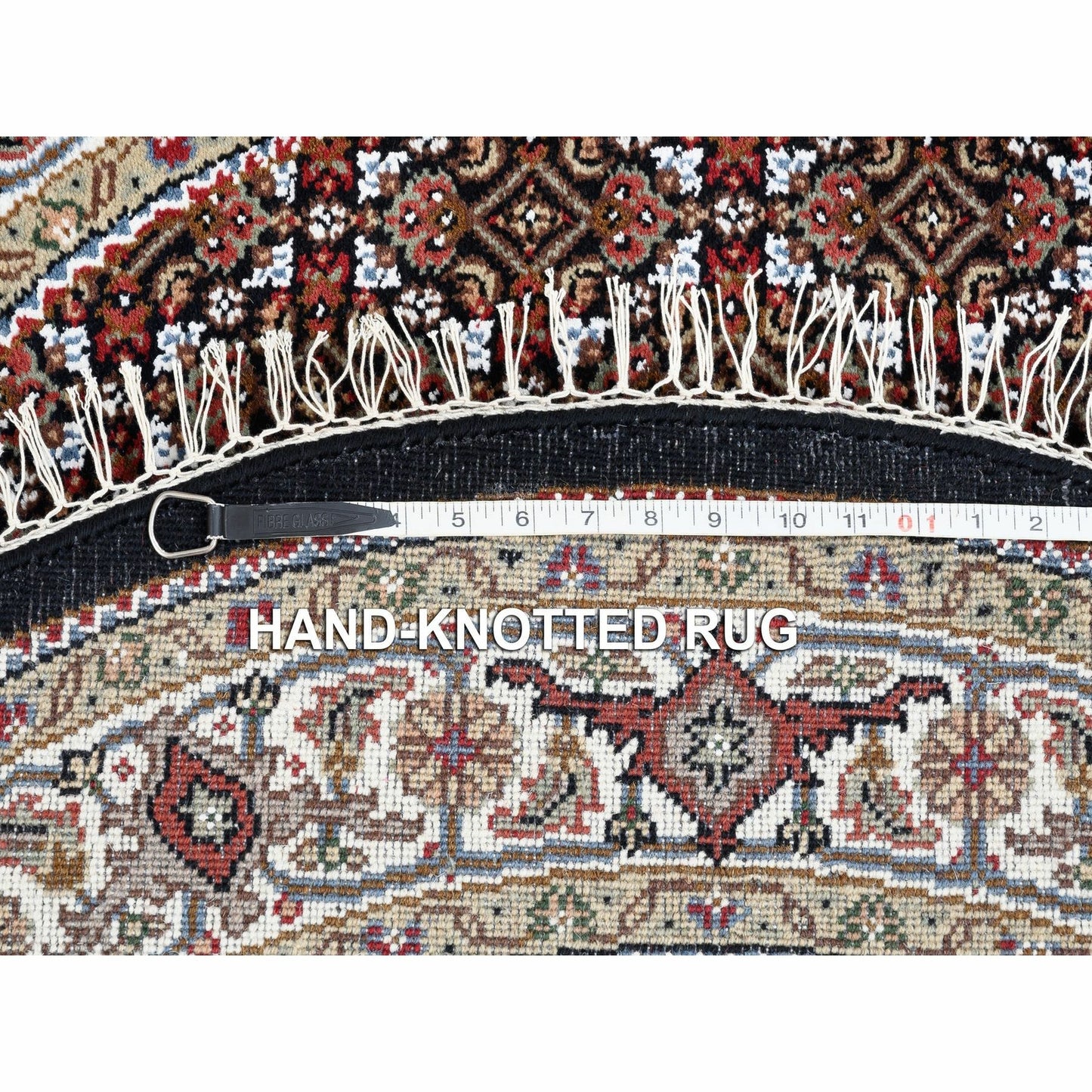 4'2"X4'2" Tebraz Mahi Fish Medallion Design Wool-Silk Hand Knotted Rug