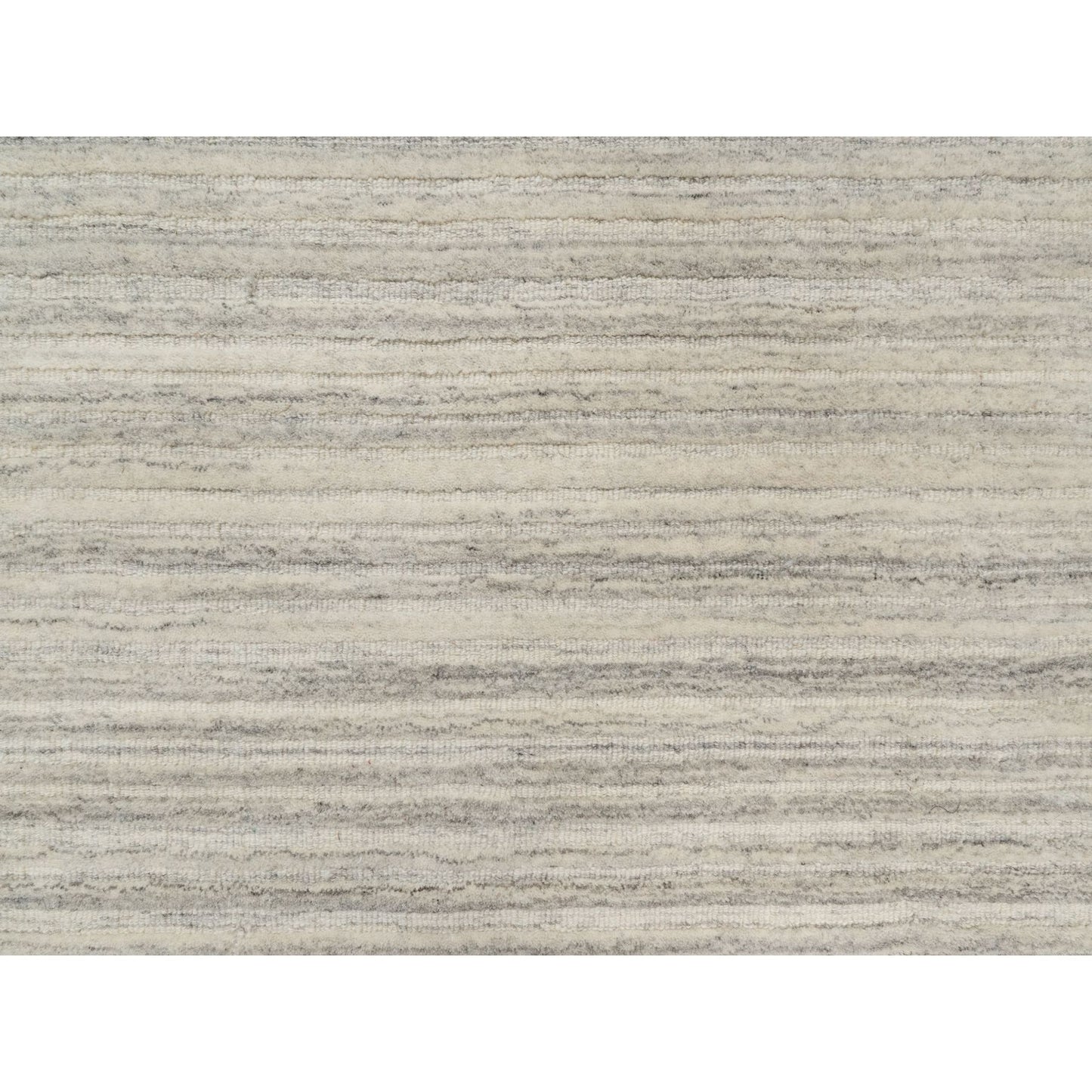 2'8"X6' Beige Plain Modern Design Hand Loomed Undyed Pure Wool Runner Rug