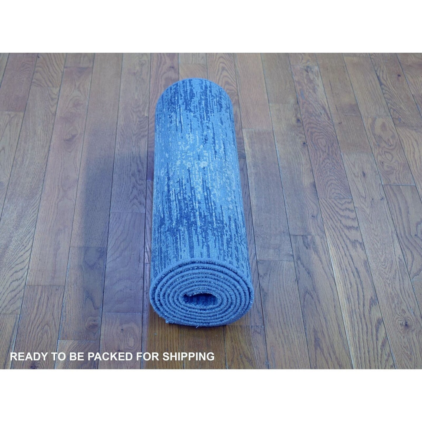 2'7"X10'2" Hand Knotted Ombre Design Pure Wool Blue Oriental Runner Rug