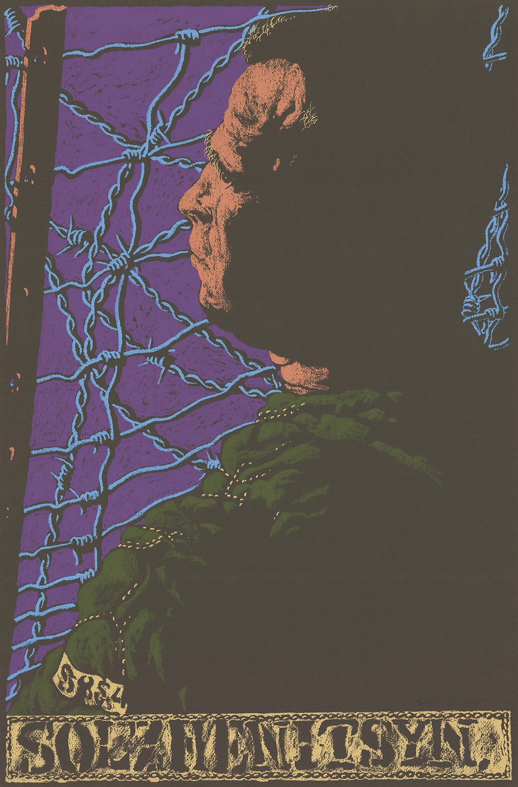 Jack Beal Solzhenitsyn Russian Signed " Serigraph Vintage Green