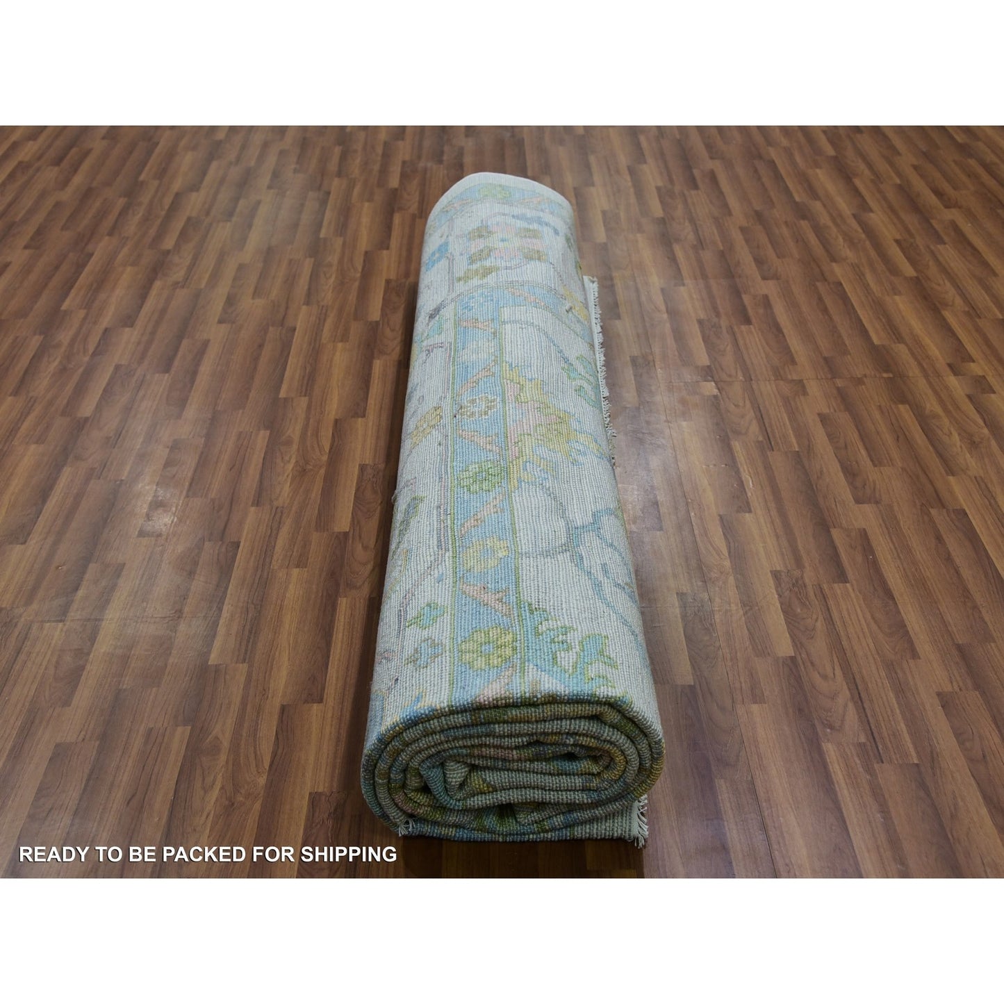 12'2"X15' White Colorful Oushak Weave Wool Hand Knotted Oversized Rug