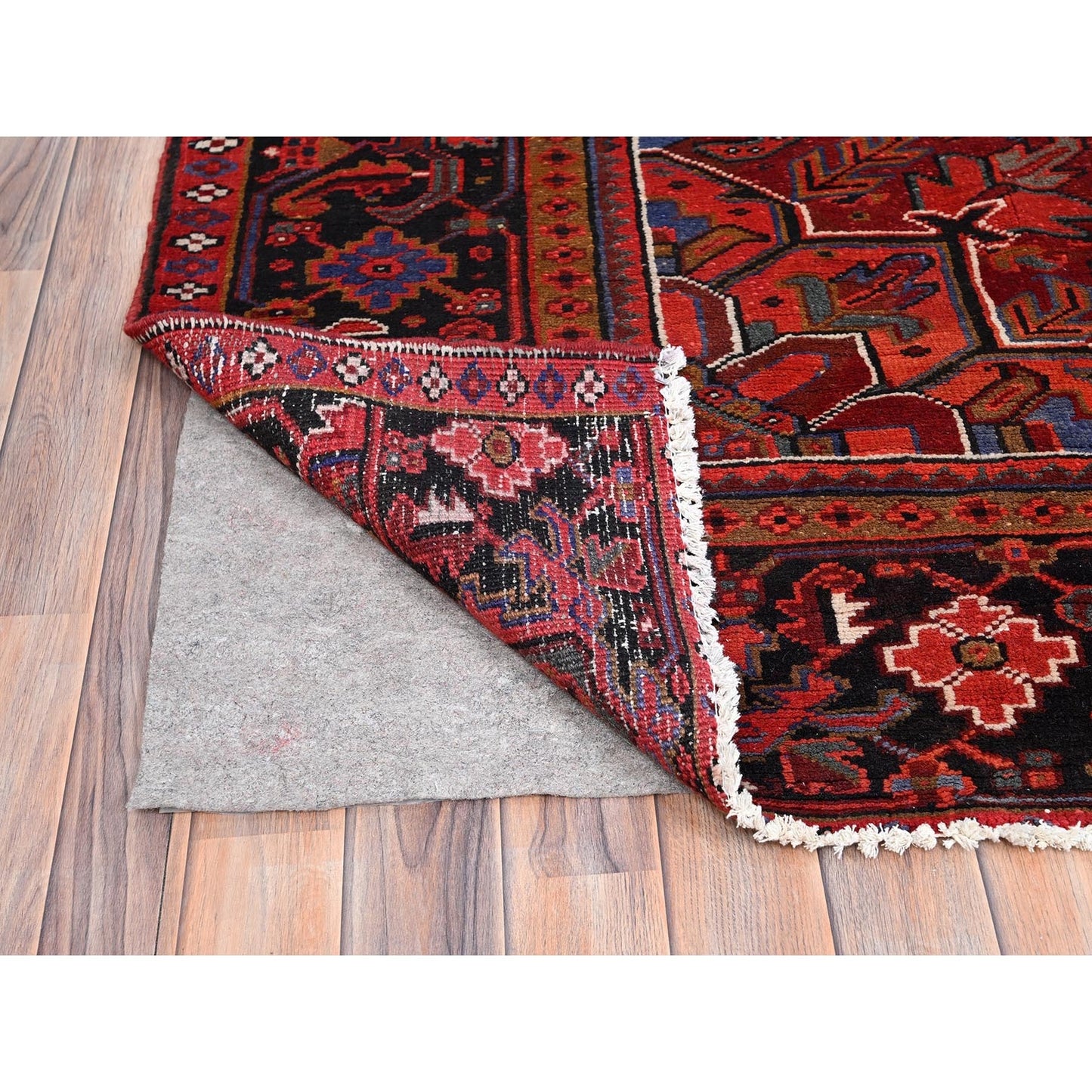 10'1"X12'10" Electric Crimson Red Vintage Semi Antique Heris Abrash Rug