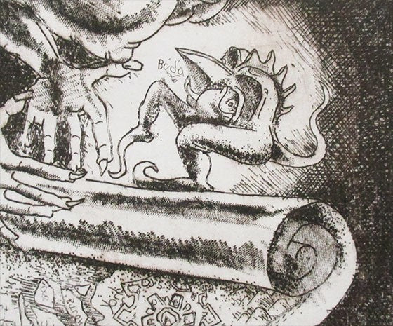 Jiri Havlicek "Beda Wunderland" 1978 Etching E.A. Signed Surrealist Czech Art