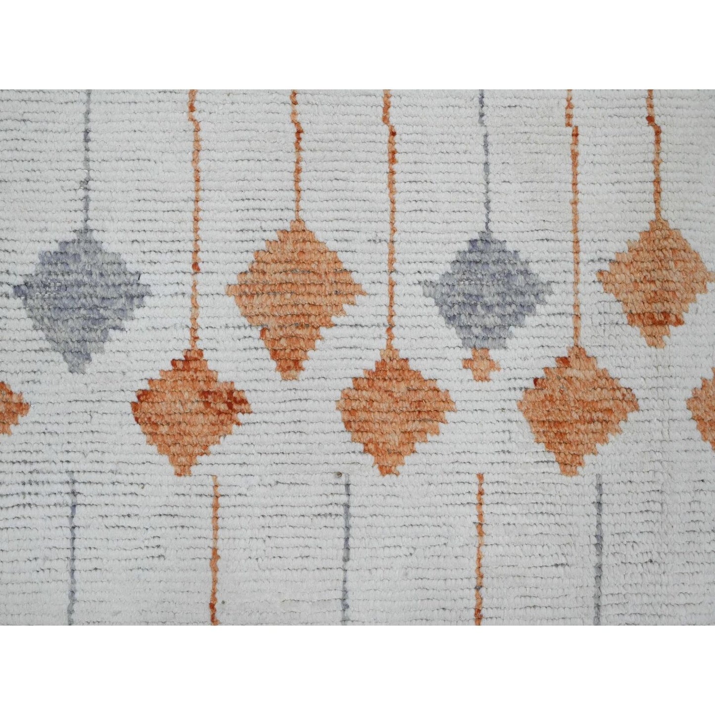 12'5"X15'2" White Moroccan Weave Kite Design Soft Wool Hand Knotted Rug