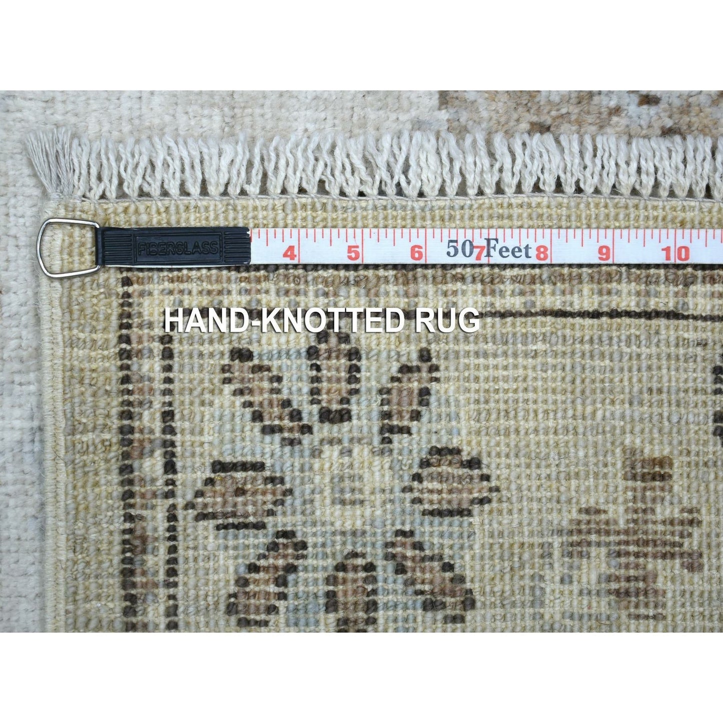 2'10"X13'9" Light Gray Angora Ushak Afghan Wool Hand Knotted Runner Rug