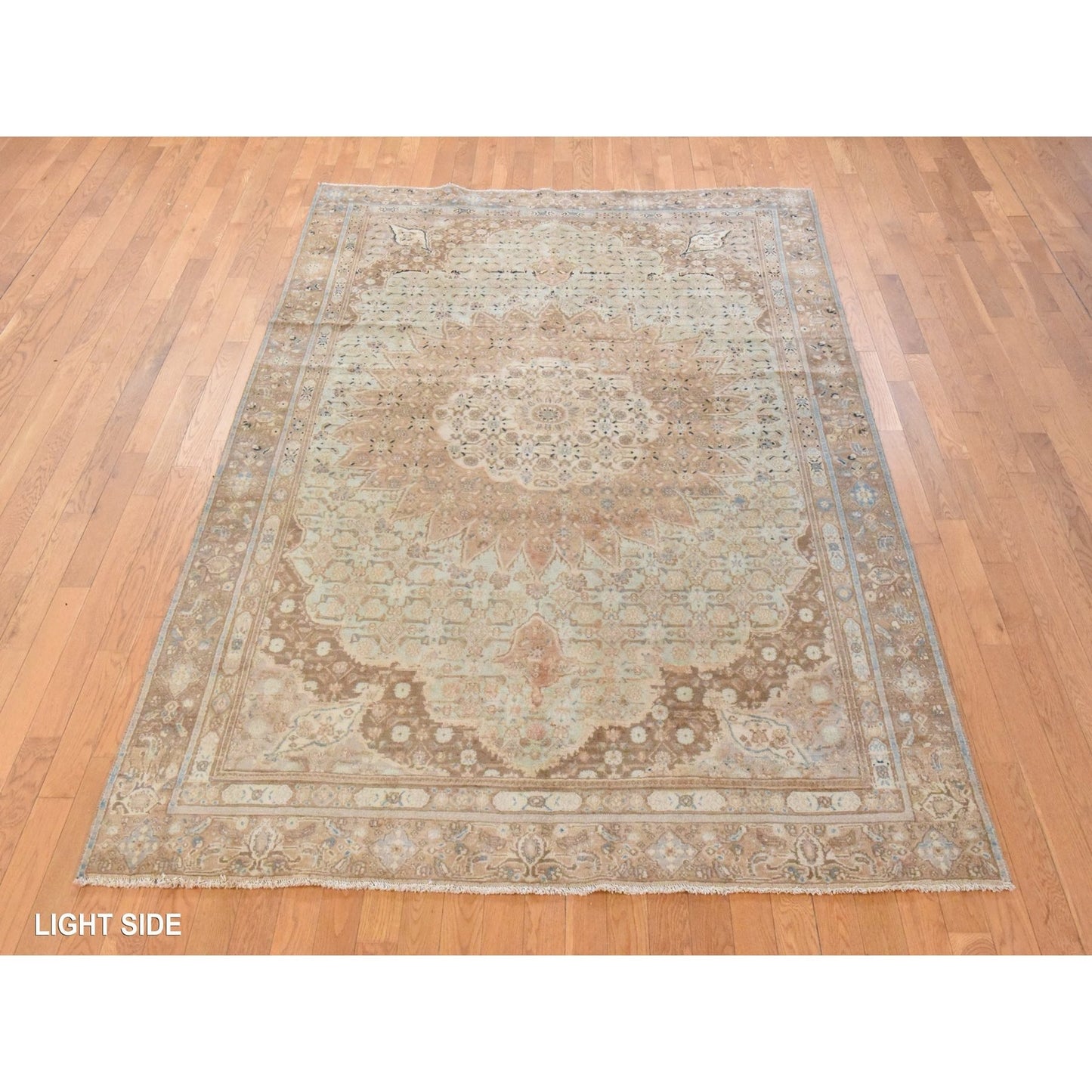 6'4"X9'4" Light Green, Semi Antique Zoroastrian Wool Hand Knotted Rug