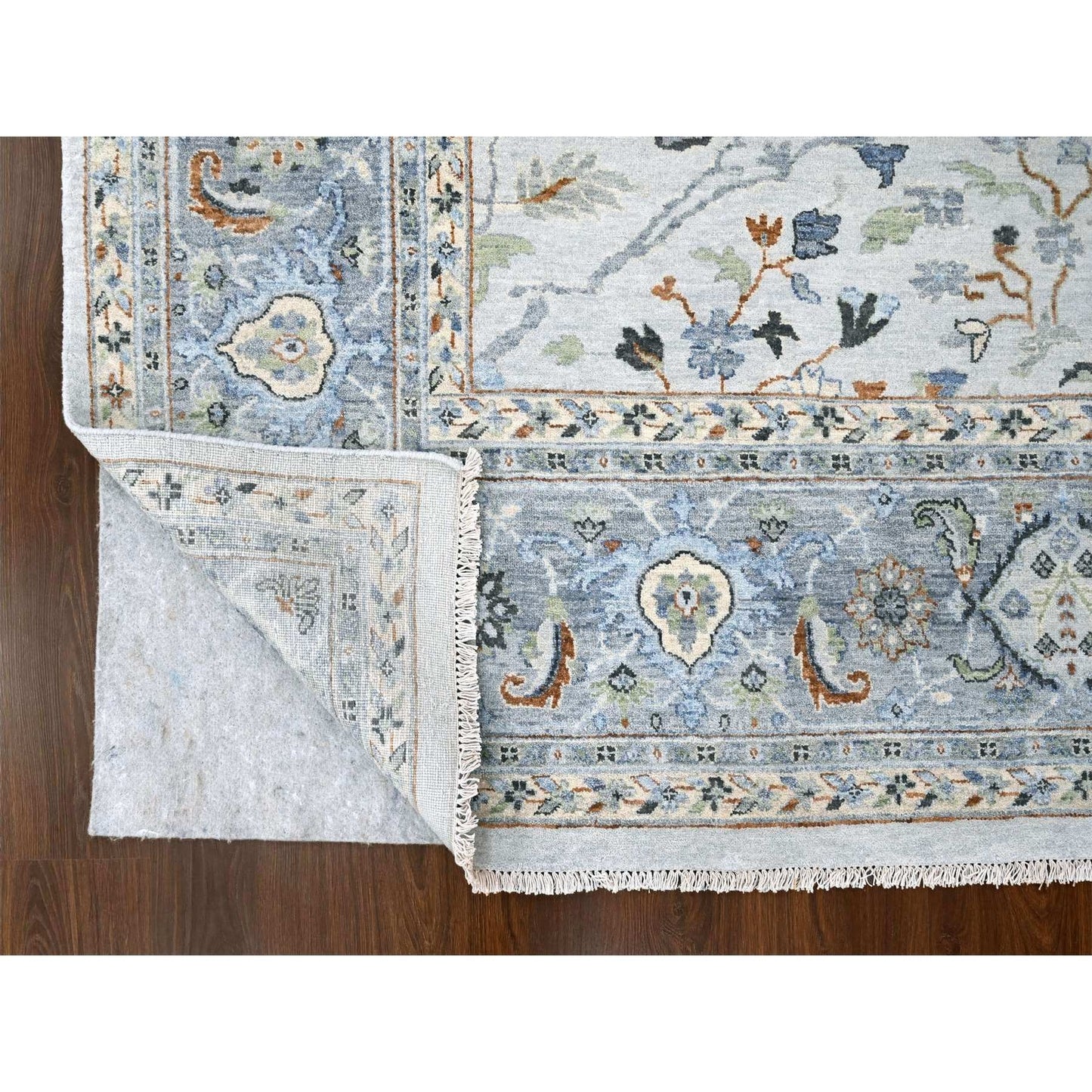 10'X10' White Hand Knotted Denser Weave Oushak Pure Wool Square Rug