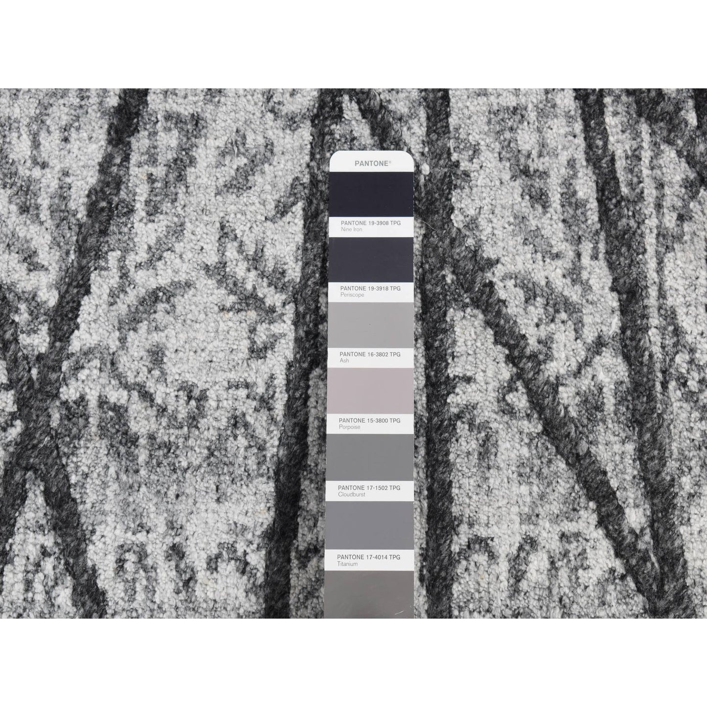 5'6"X7'9" Gainsboro Gray Spider Web Design Wool And Silk Hand Knotted Rug
