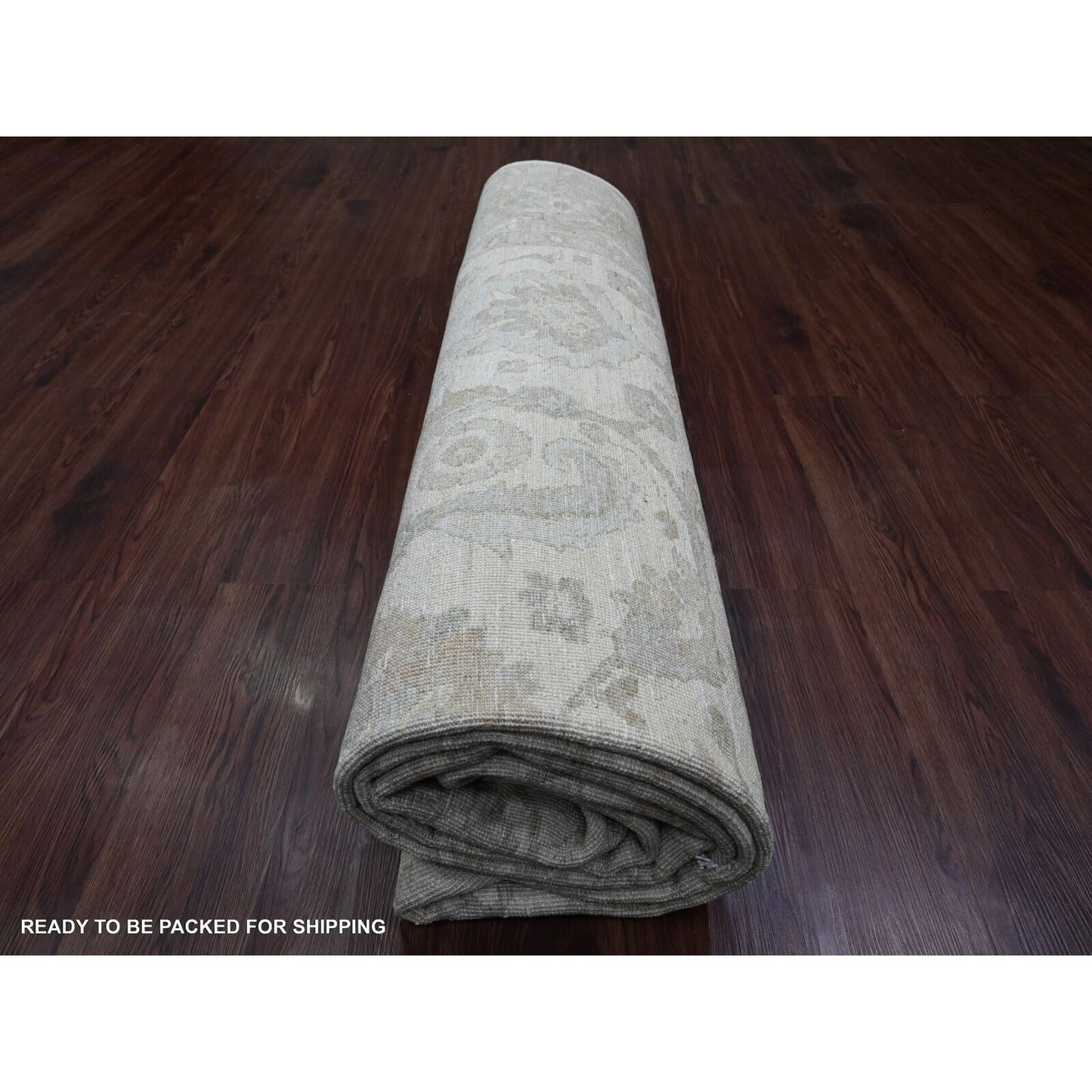 9'X11' White Heris All Over Design Hand Knotted Aryana Grade All Wool Rug