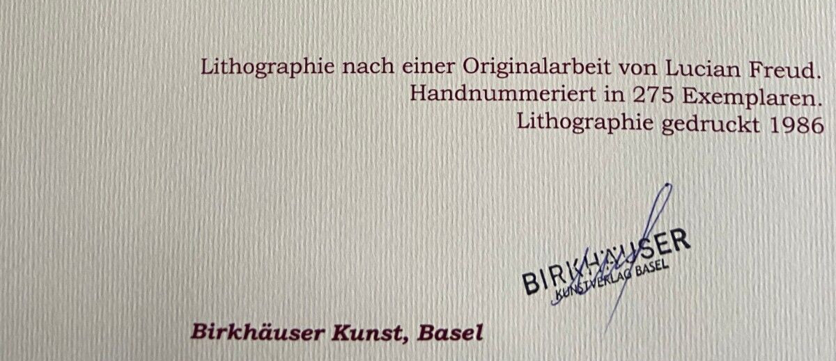 Lucian Freud Lithograph Signed Numbered 275