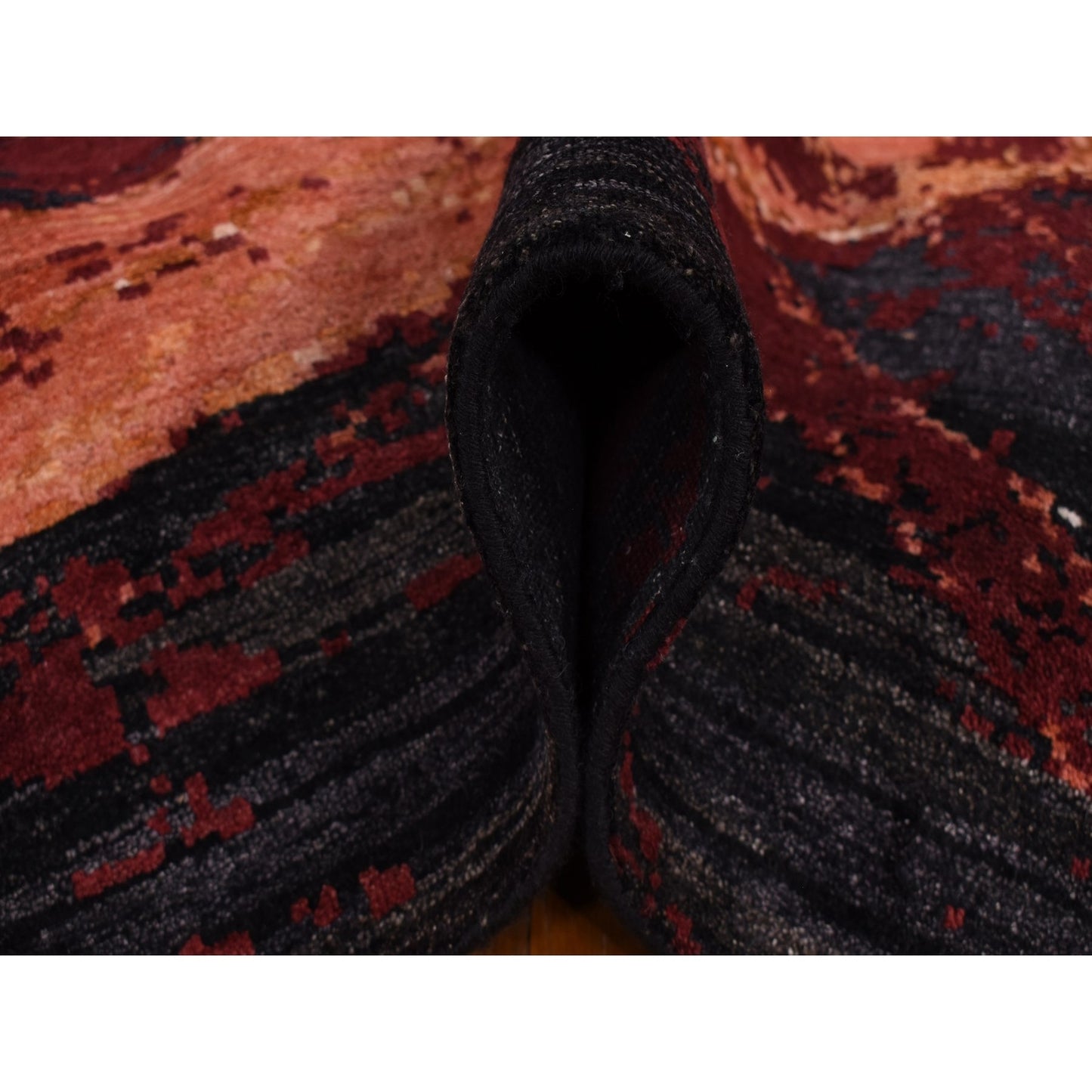 9'2"X12' Red The Flamboyant Galaxy Design Wool And Silk Hand Knotted Rug