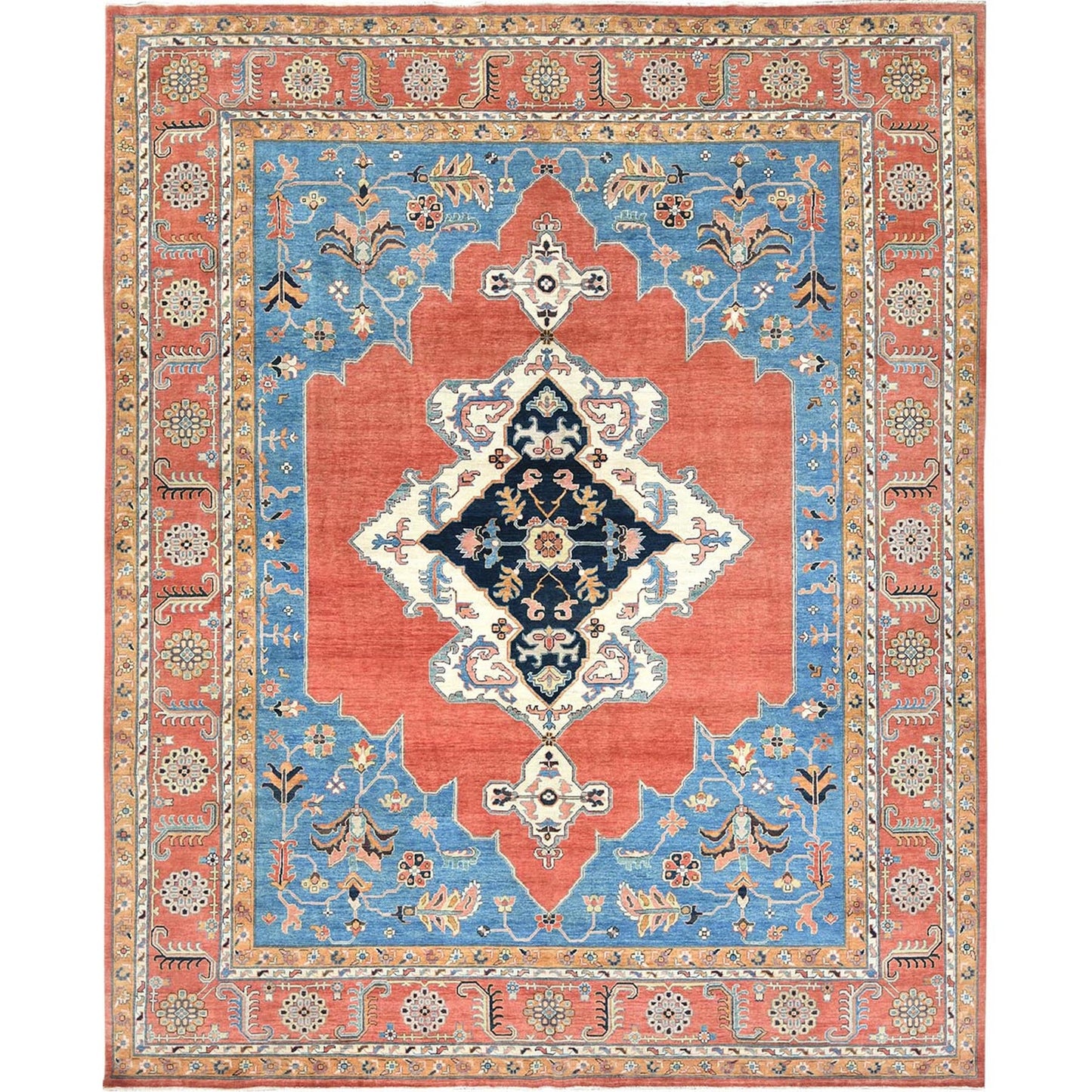 12'X14'7" Imperial Red Afghan Peshawar Heris Wool Hand Knotted Rug