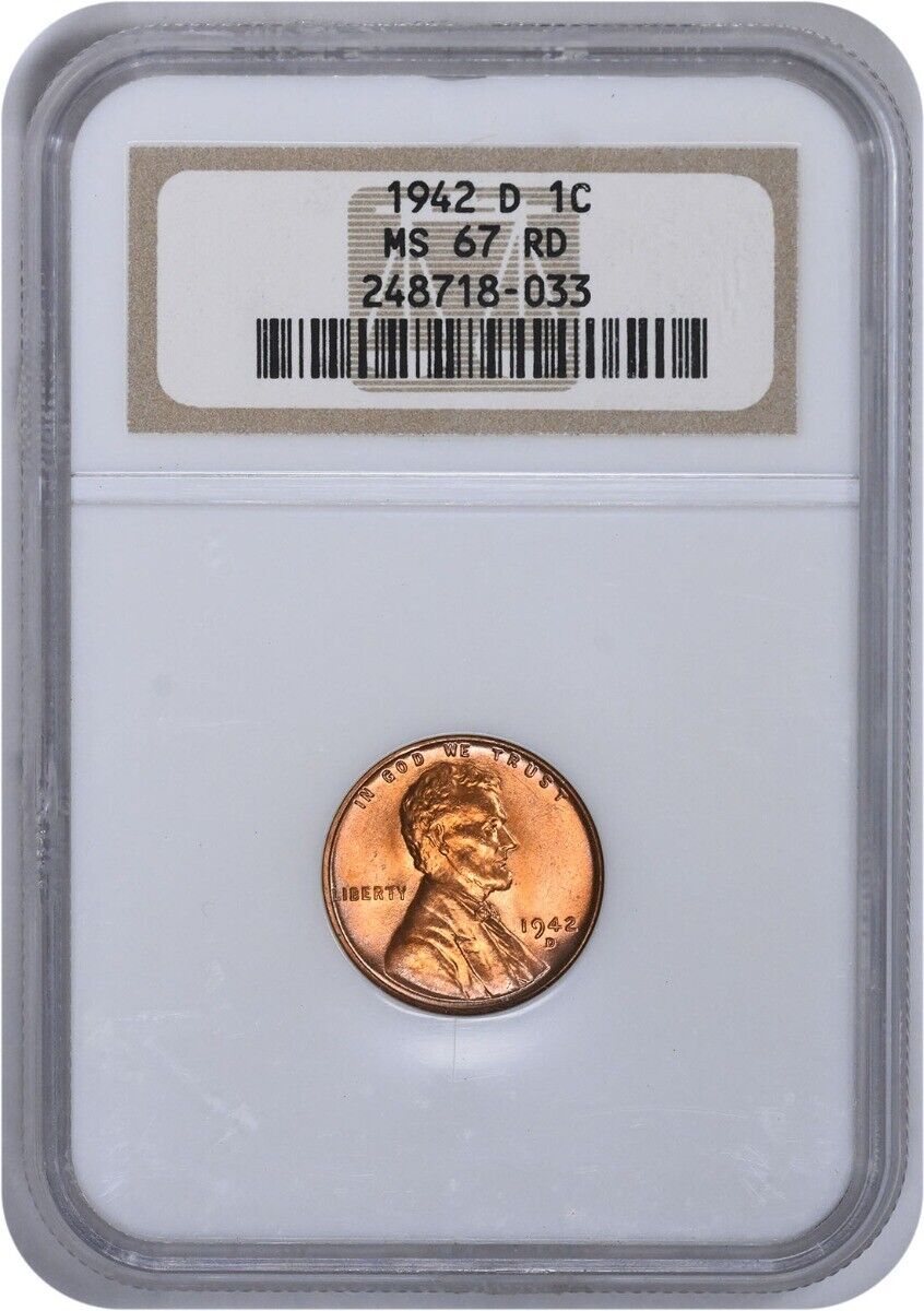 1942-D Lincoln Cent MS67RD NGC