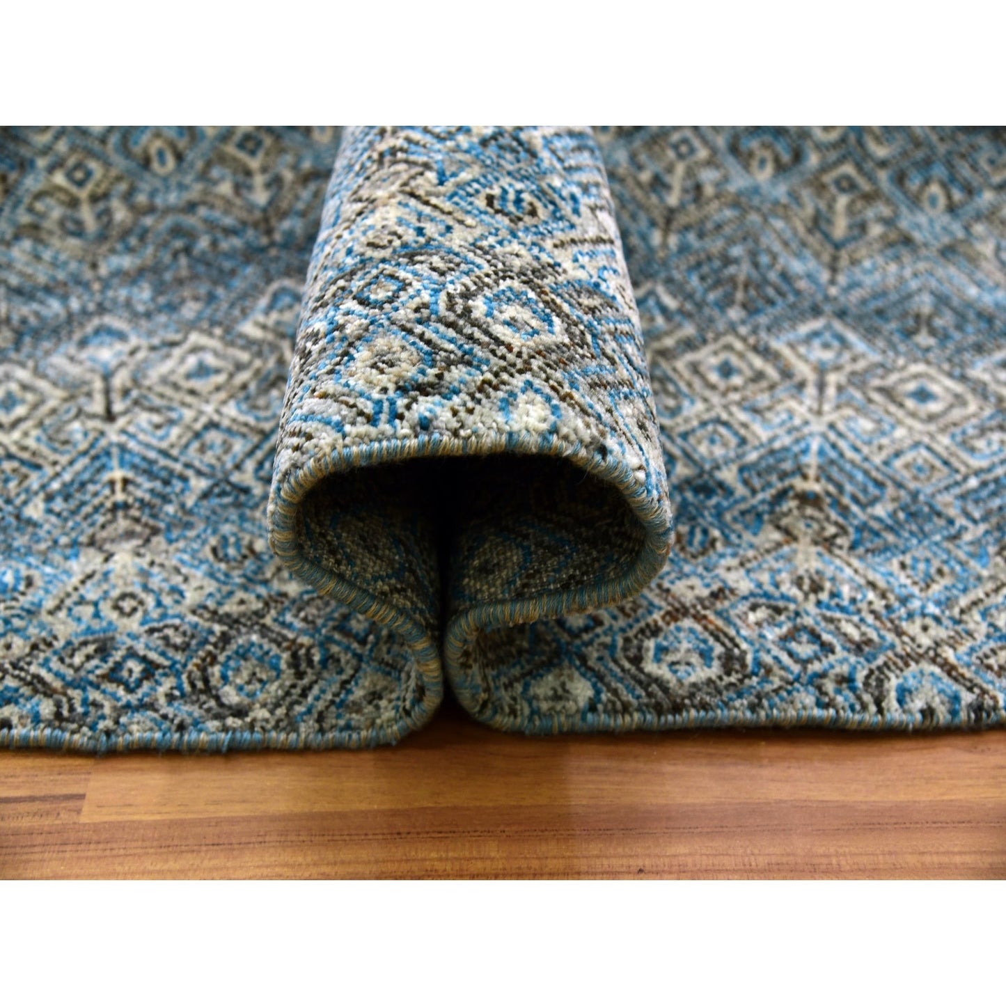 10'X10' Blue 100% Wool Hand Knotted Kohinoor Herrita Design Round Rug