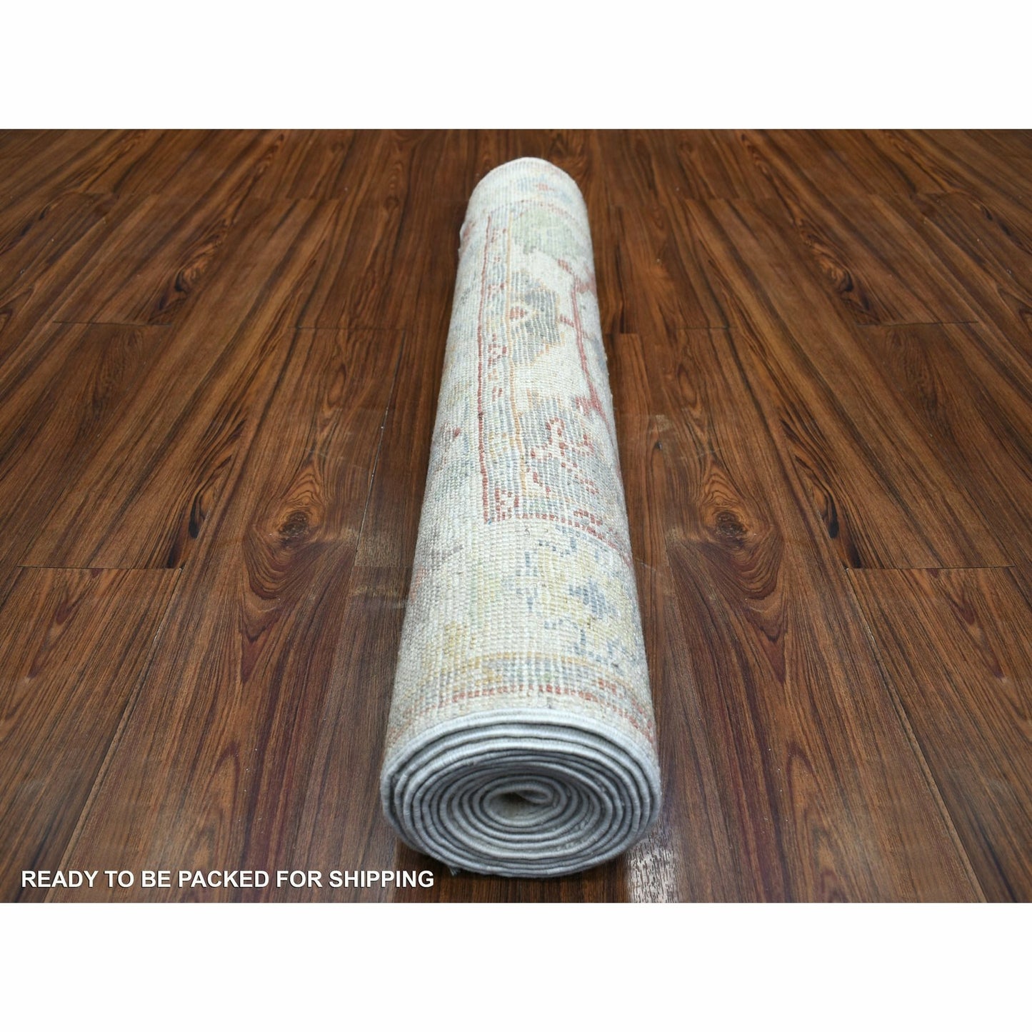 3'X11'8" Ivory Hand Knotted Afghan Angora Oushak Soft Wool Runner Rug