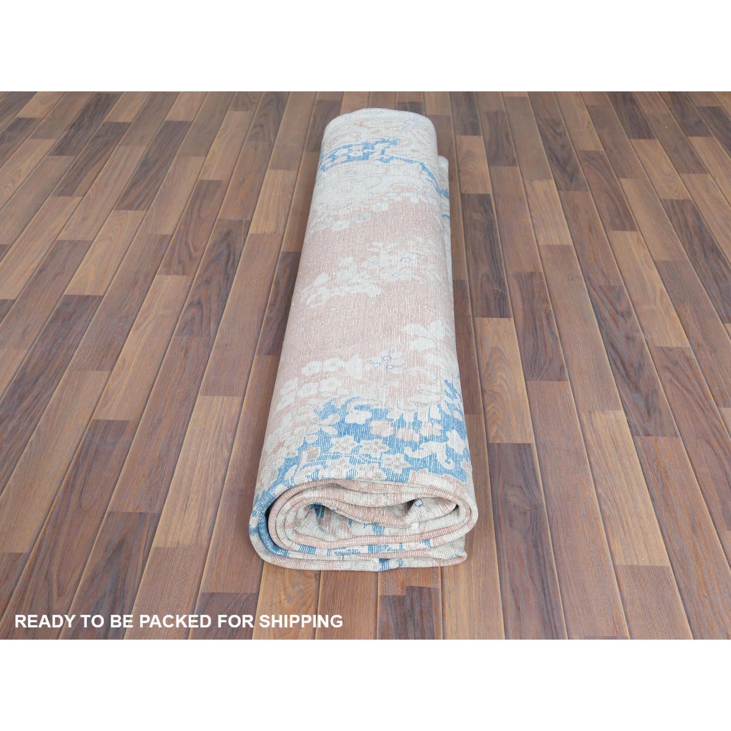 9'9"X13'3" Worn Wool Hand Knotted Pink Vintage Farsian Karman Rug