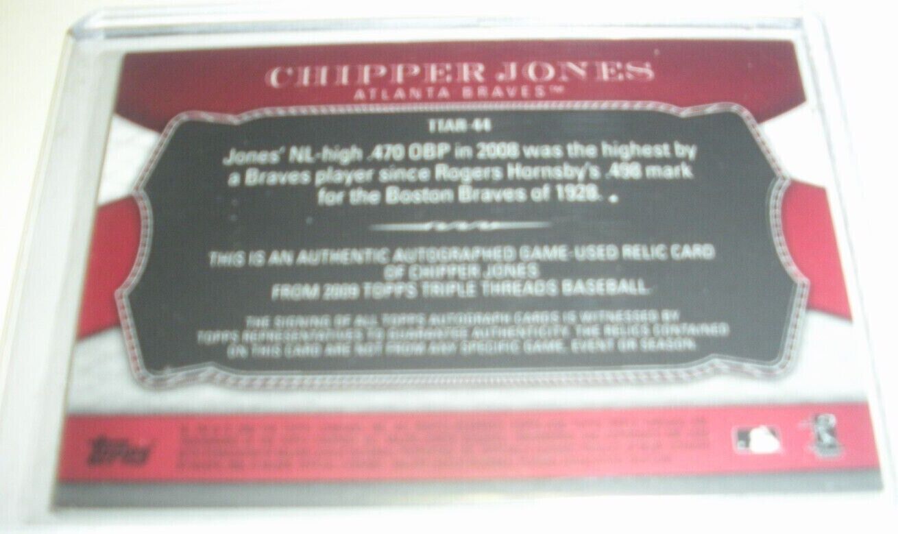 Chipper Jones 09 Topps 3X Threads Game Triple