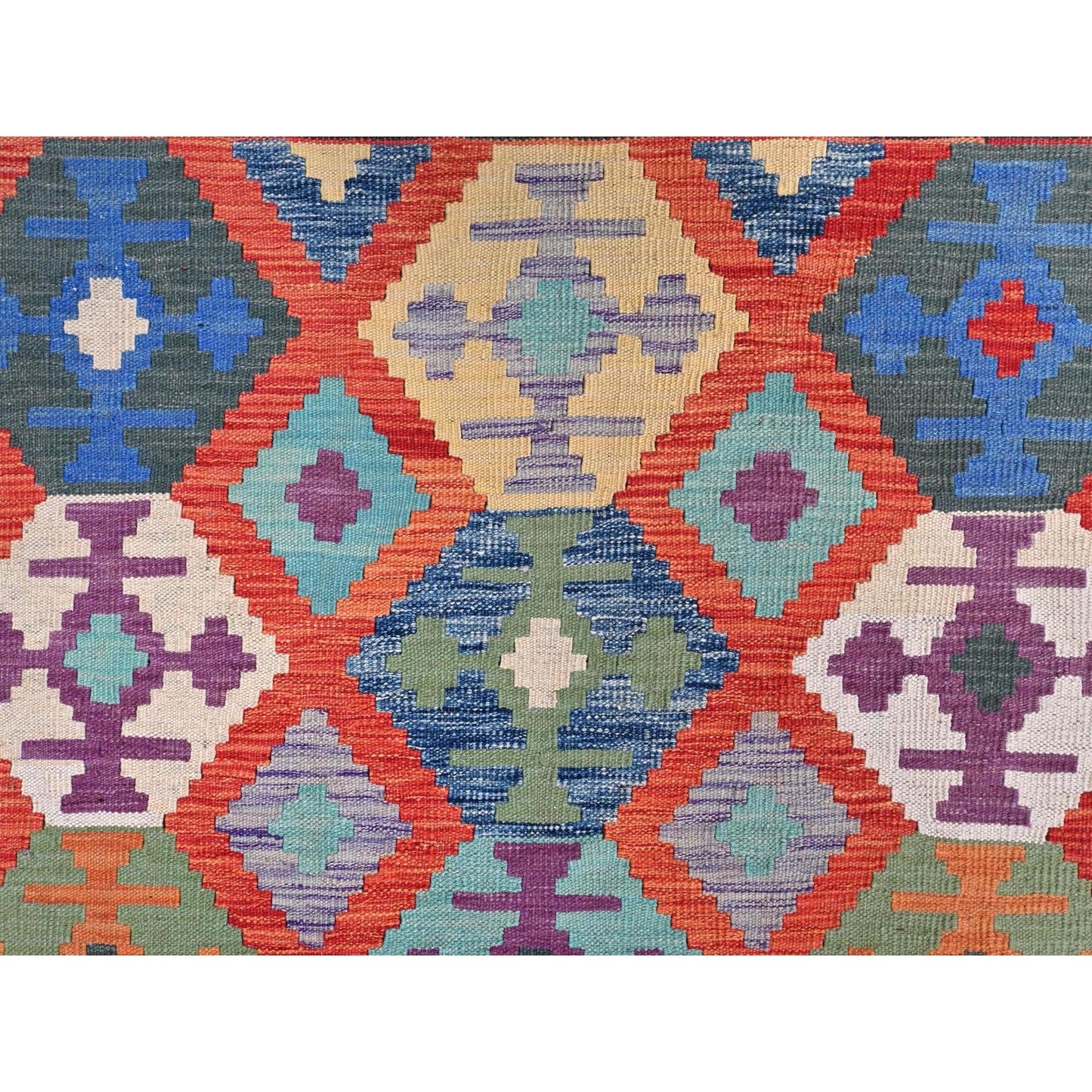 10'5"X15'10" Colorful Hand Woven Afghan Kilim Organic Wool Oversized Rug