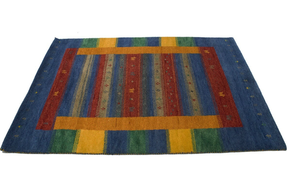 Indo-Gabbeh Multicolored Tribal Stripes Design