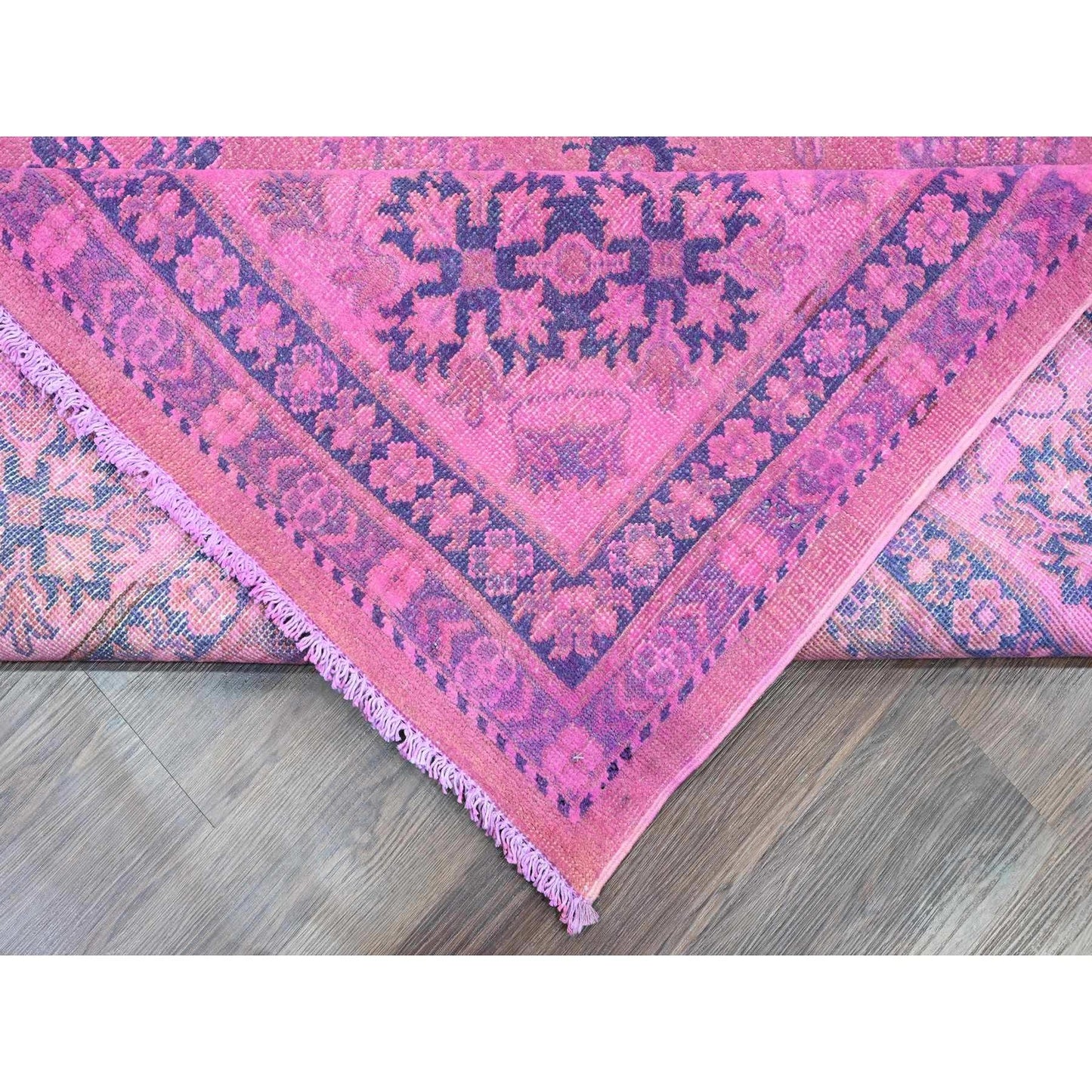 8'6"X11'4" Pink Overdyed Kazak Medallion Design Hand Knotted All Wool Rug
