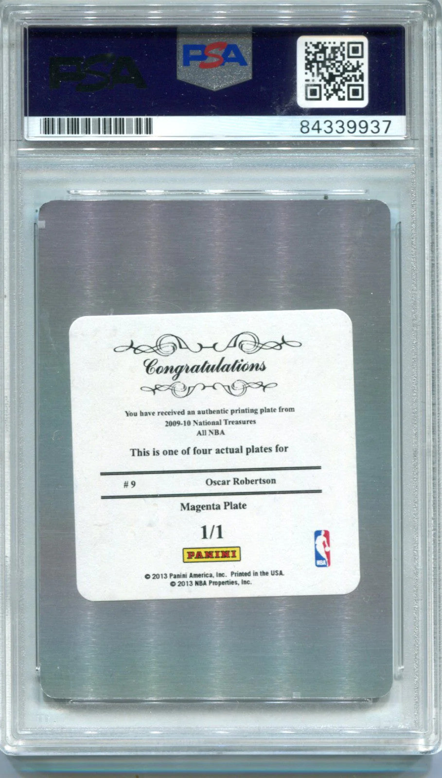 Oscar Robertson 2013 1/1 Magenta Plate Card (Psa Auto Gem Mt 10 )