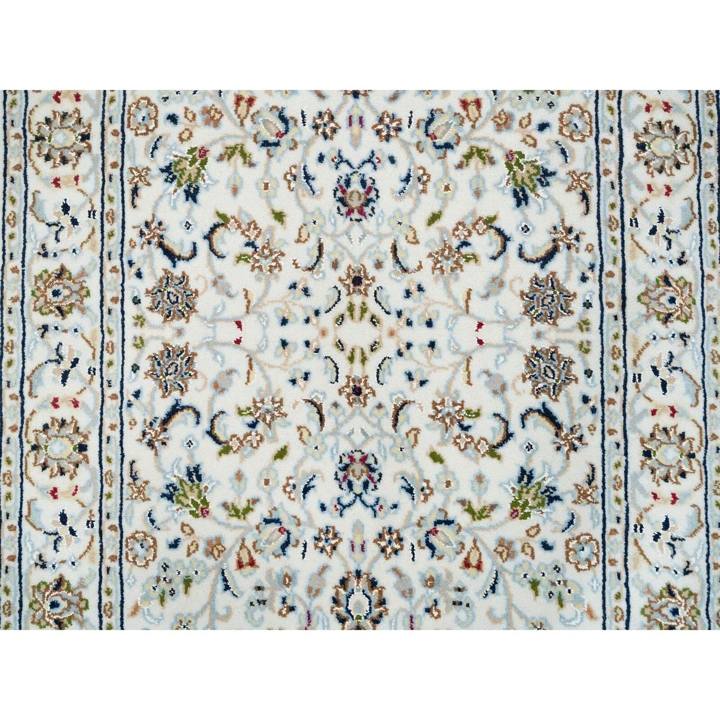 2'8"X16'4" Ivory Hand Knotted Nain Design 250 Kpsi Wool Xl Runner Rug