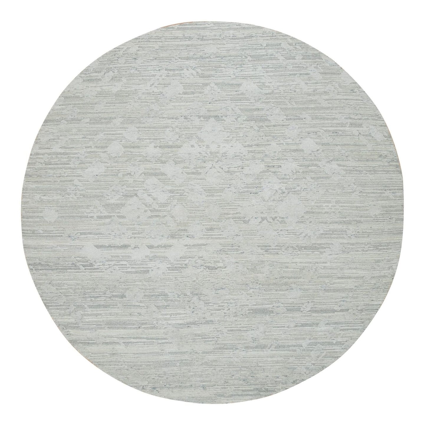 8'X8' Ivory Modern Design Undyed Natural Wool Hand Knotted Round Rug