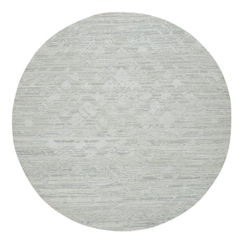 8'X8' Ivory Modern Design Undyed Natural Wool Hand Knotted Round Rug