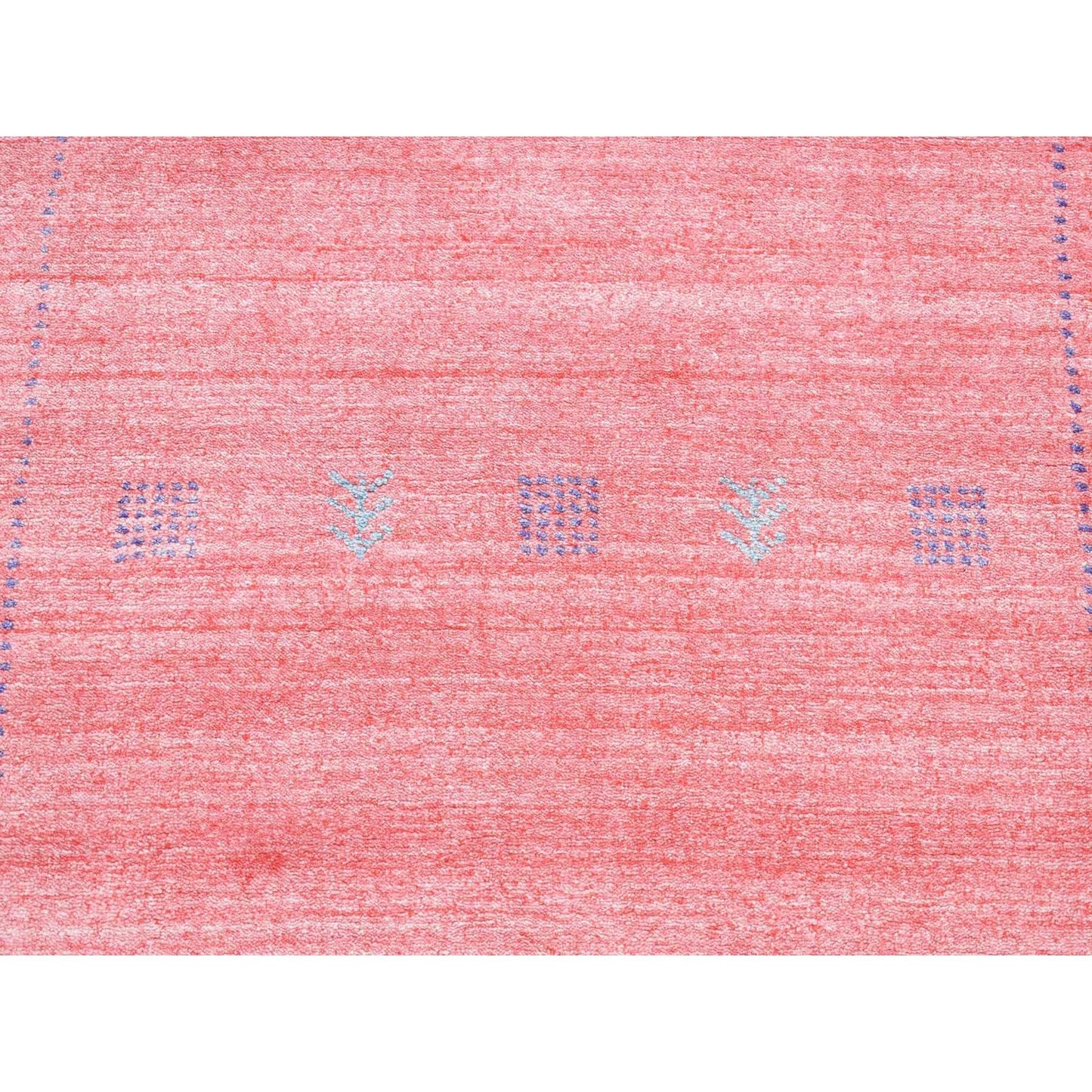 2'8"X13'6" Pink Wool And Silk Loomed Knotted Gabbeh Runner Oriental Rug