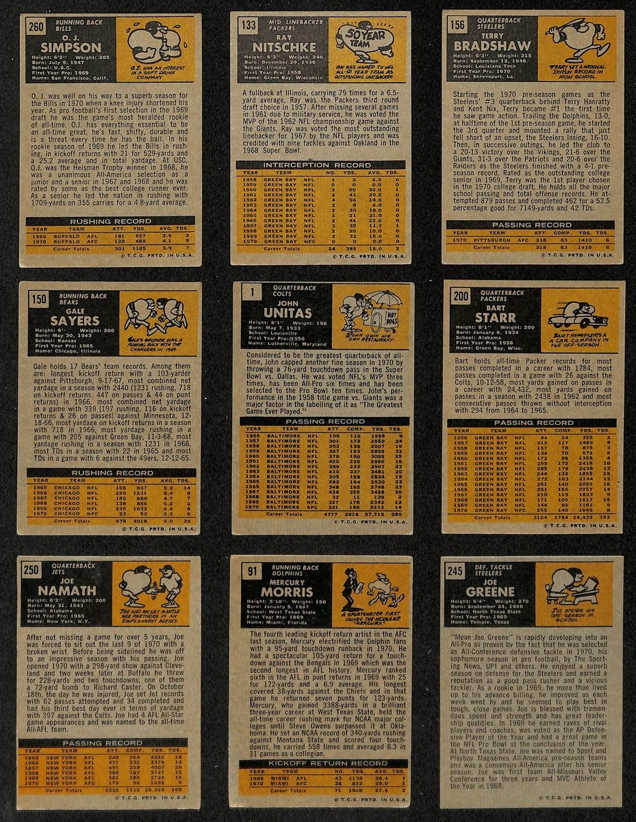 1971 Topps Football Card Complete Set (1-263) Bradshaw Greene Simpson 195946