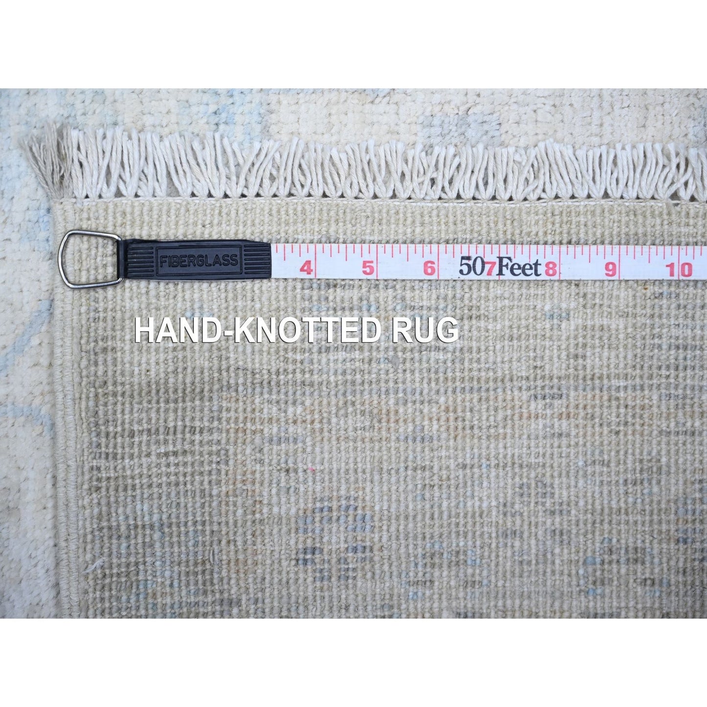 3'1"X11'7" Ivory Washed Out Peshawar Wool Hand Knotted Runner Rug