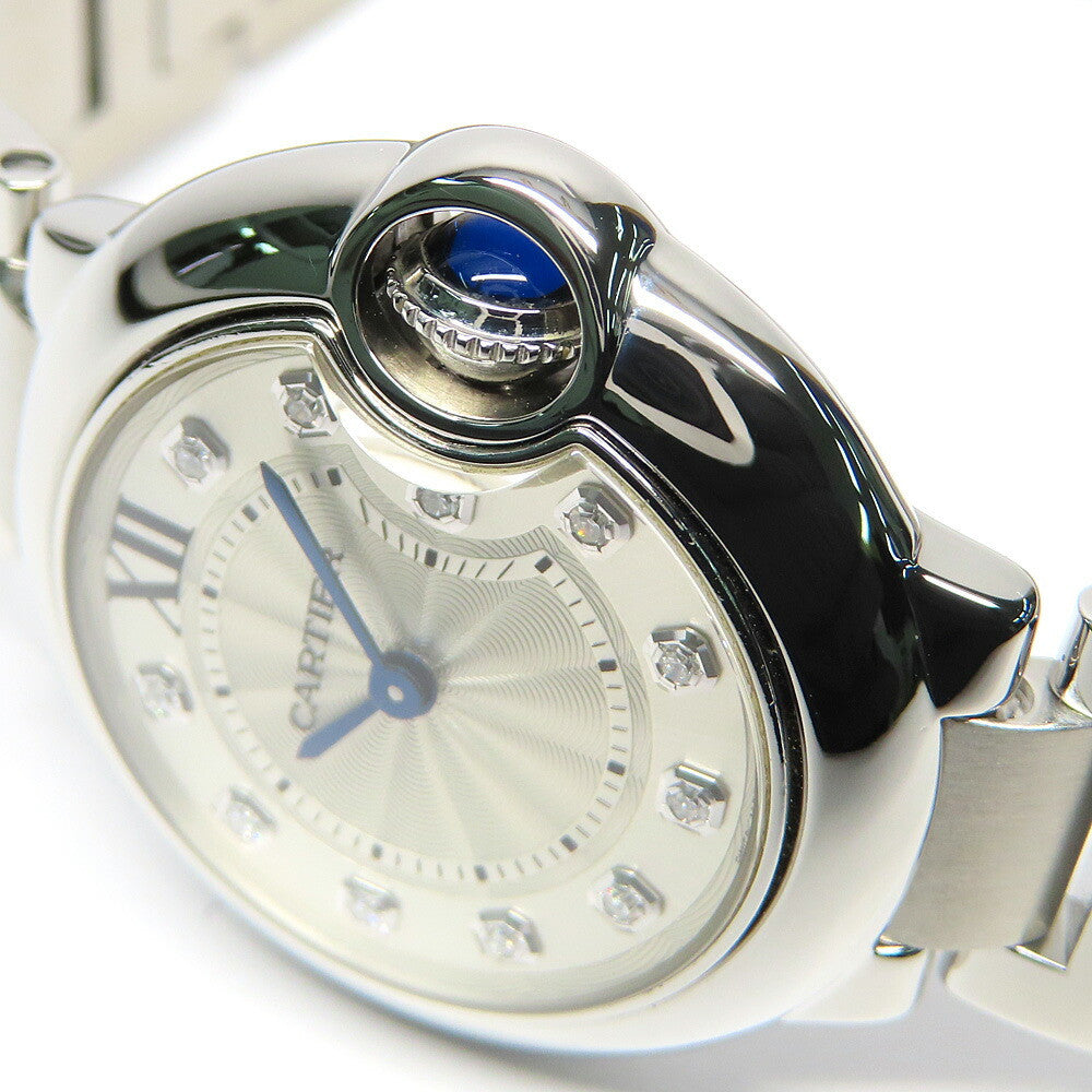 Cartier Baron Blue Sm 11P Diamond We902073 Silver Ladies Used Watch #21125