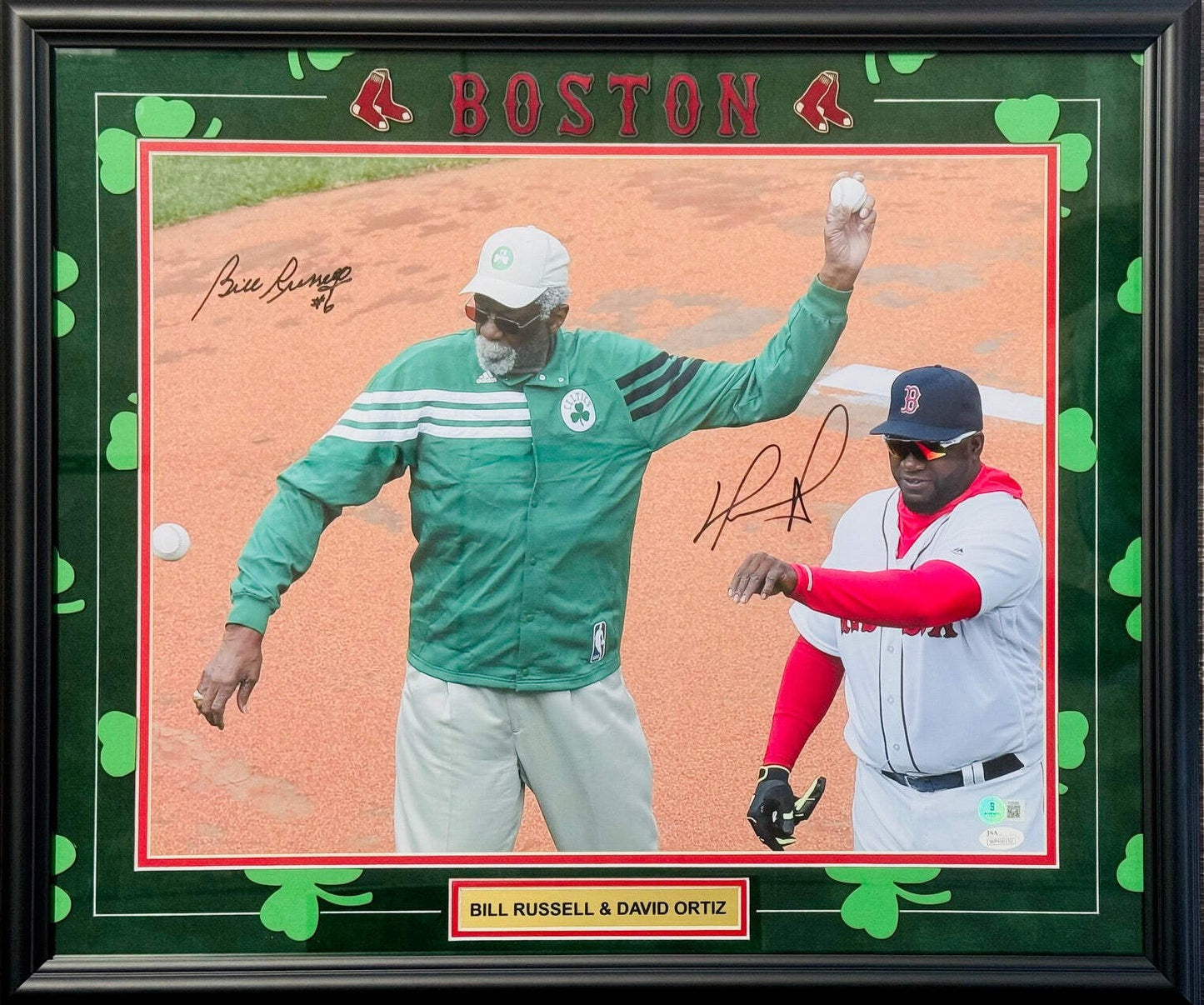 Bill Russell & David Ortiz Autographed Framed 16X20 Photo (Jsa/Beckett)