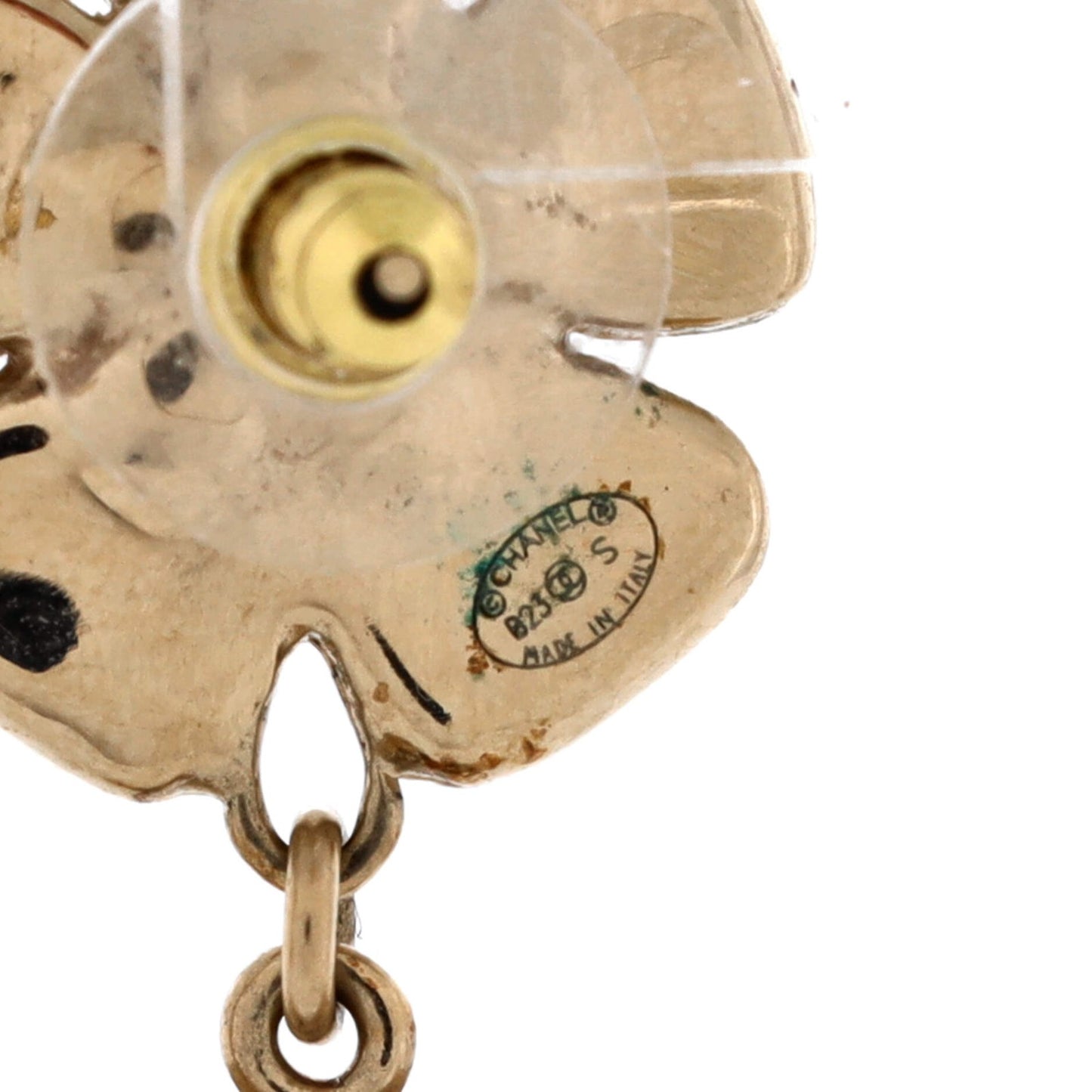 Chanel Cc Flower Dangle Earrings Metal With Crystals And Faux Pearls