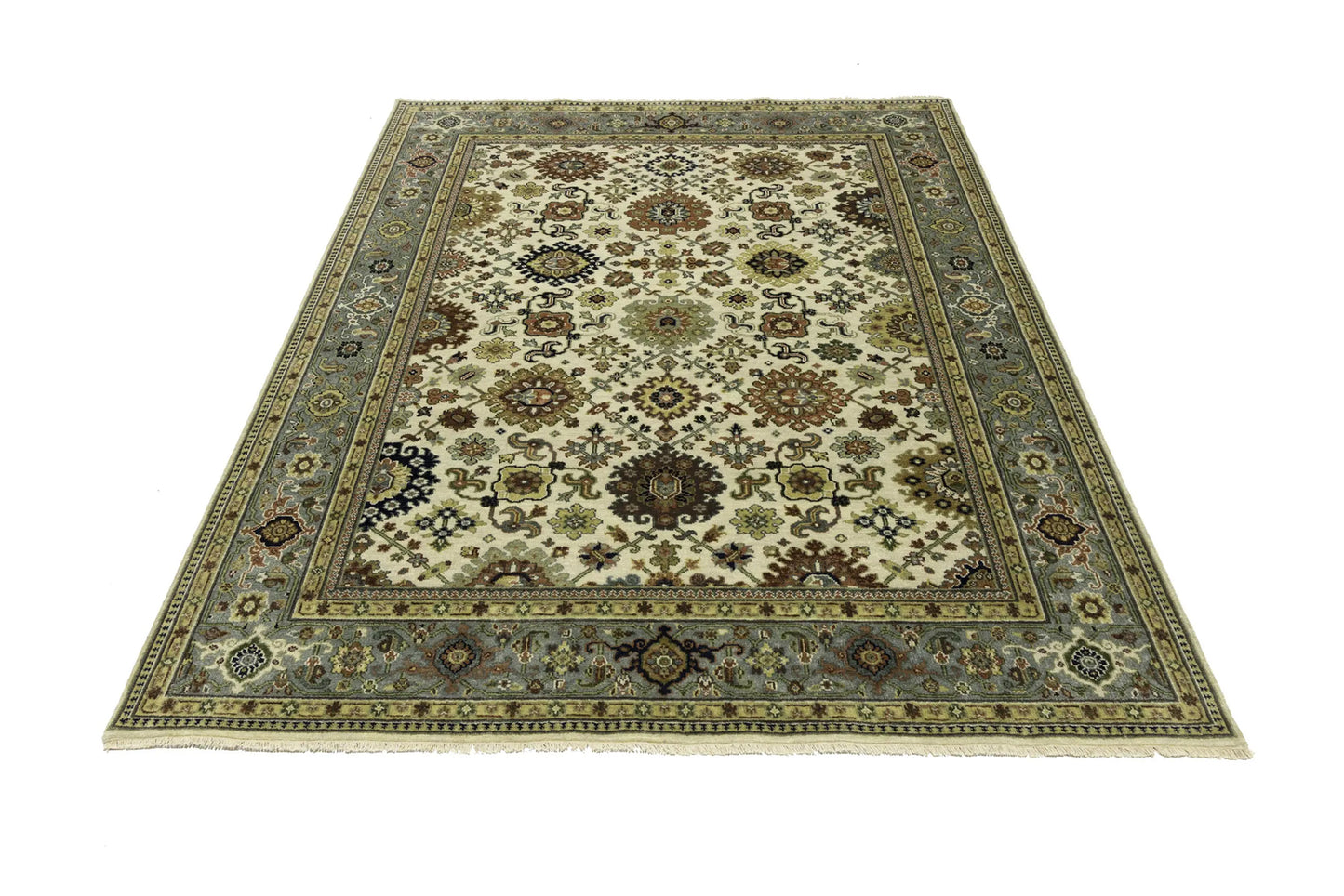 Wool Oriental Rug Geometric Style Carpet Farmho