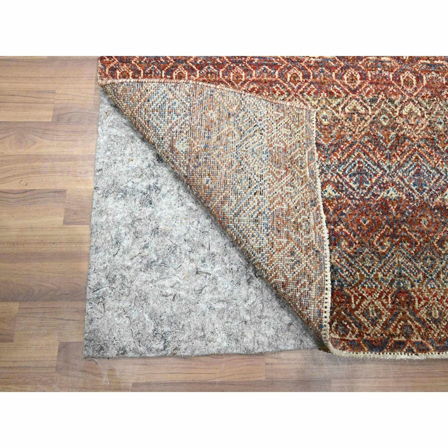 2'7"X10' Rust Red Soft Wool Kohinoor Herat Design Hand Knotted Runner Rug