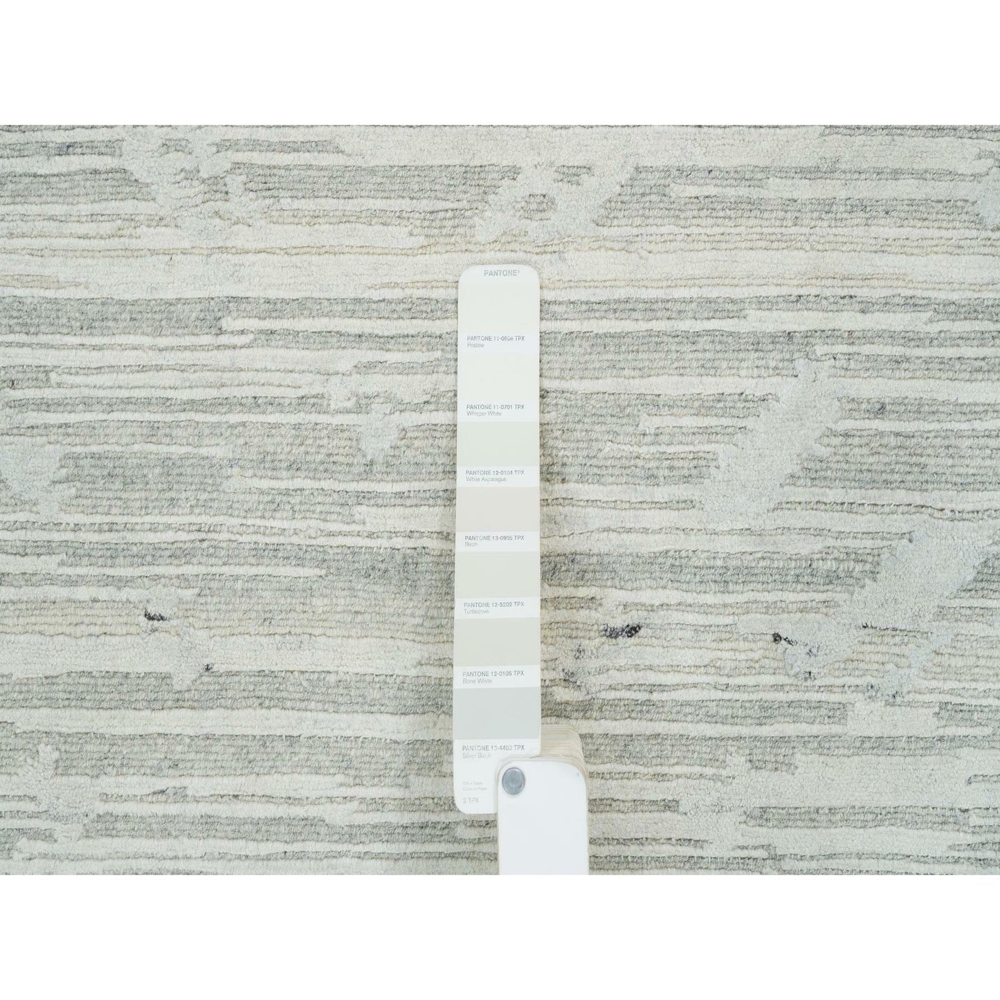 2'6"X16' Ivory And Light Grey Undyed Hand Knotted Xl Runner Oriental Rug