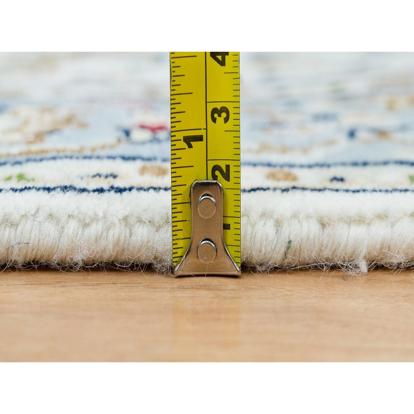 2'8"X13' White Hand Knotted Nain Design 250 Kpsi Organic Wool Runner Rug