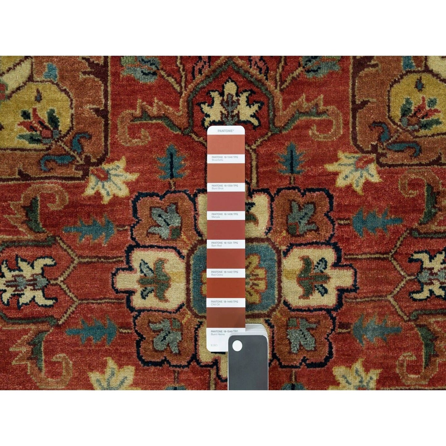 10'X10' Red Hand Knotted Heris Re-Creation Wool Square Oriental Rug
