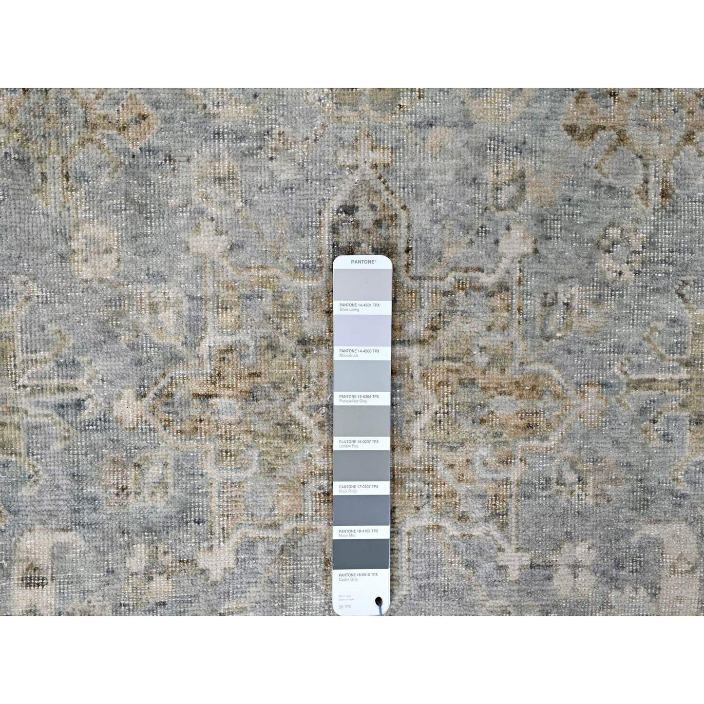 9'X12'1" Gray Antiqued Ziegler Mahal Design All Wool Hand Knotted Rug